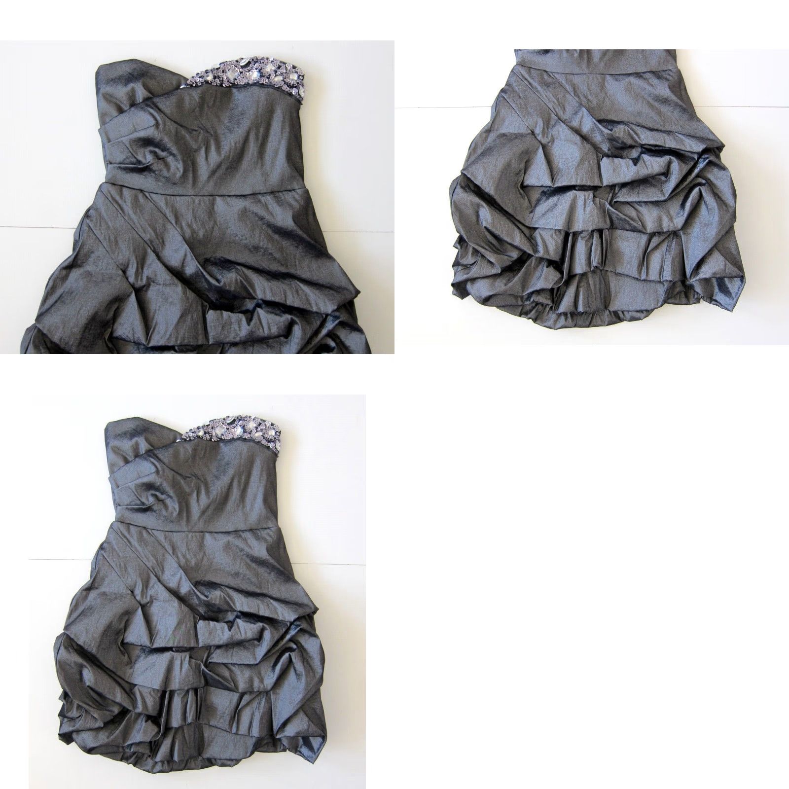 Vintage VINTAGE Teeze Me Shirt 11/L Silver Dress Strapless Party Sequin Ruched Jeweled 90s Mens Womens Girls Boys Size L / US 10 / IT 46 - 8 Thumbnail