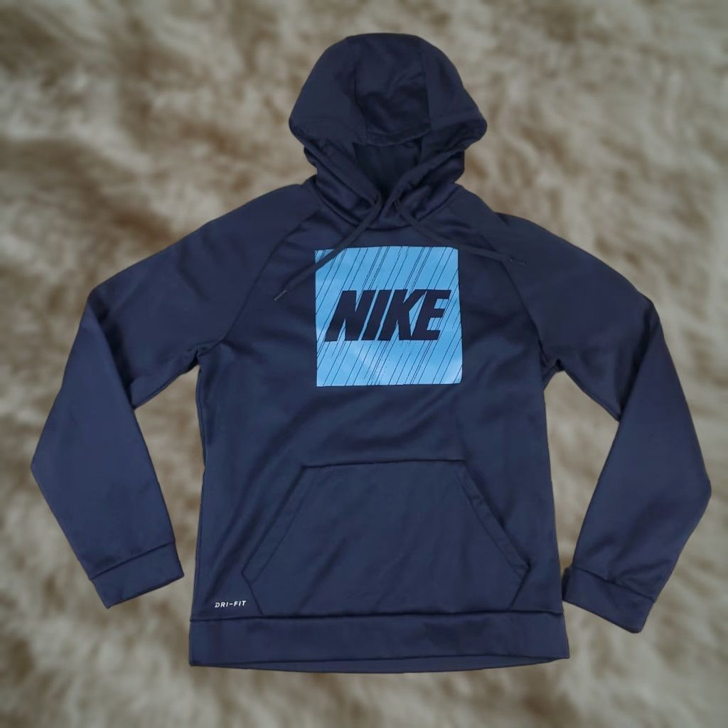 Nike Nike Hoodie Mens Size M Navy Blue Dri Fit Pullover Sweatshirt Sweat Shirt Mock Neck Long Sleeve Logo Regular Fabric Fleece Cotton Polyester Size US M / EU 48-50 / 2 - 1 Thumbnail