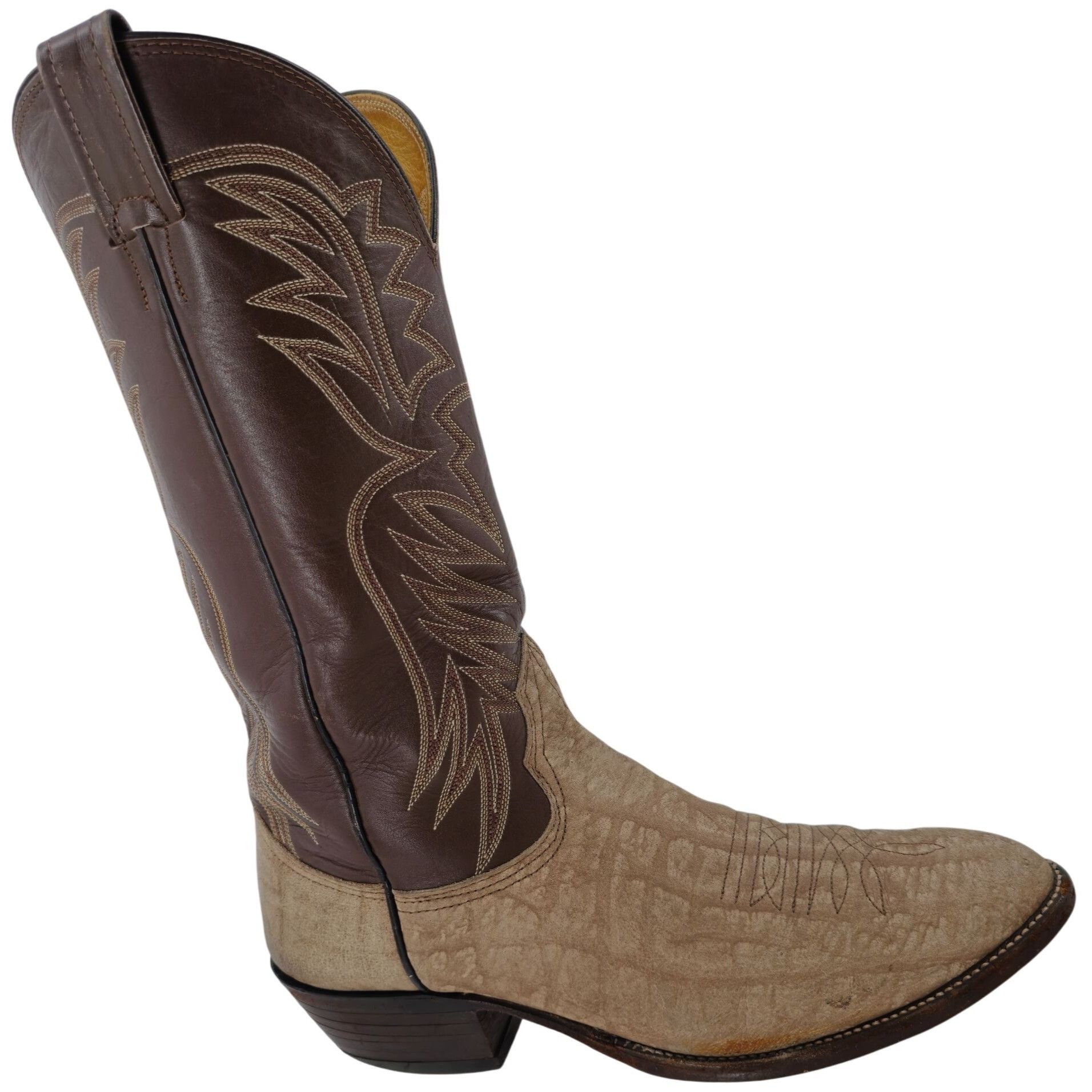 Nocona Boots Nocona Cape Buffalo Cowboy Boots Mens 10D Brown Tan Exotic Size US 10 / EU 43 - 1 Thumbnail