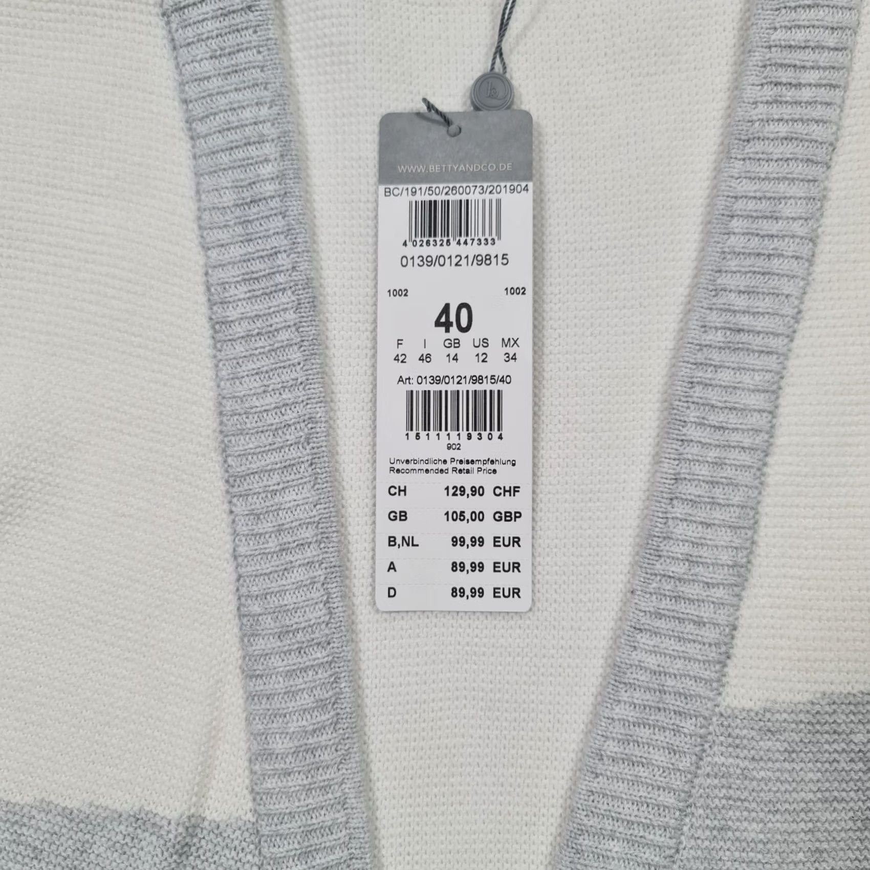 CO Betty & Co Womens Cardigan Grey 14 UK Open Front Knit Cotton Logo Jumper Cardigan Long Sleeve V-Neck Seasonal Breathable Regular Fit Womens Size XL / US 12-14 / IT 48-50 - 4 Thumbnail