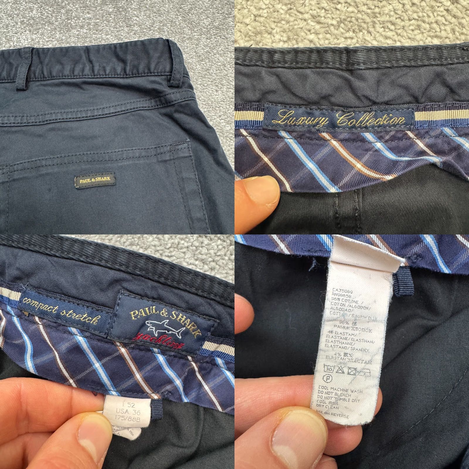 Paul & Shark Paul & Shark Pants Men Chino 36 Navy Blue Cotton Stretch Comfortable 5-Pocket Regular Straight Size US 36 / EU 52 - 8 Thumbnail