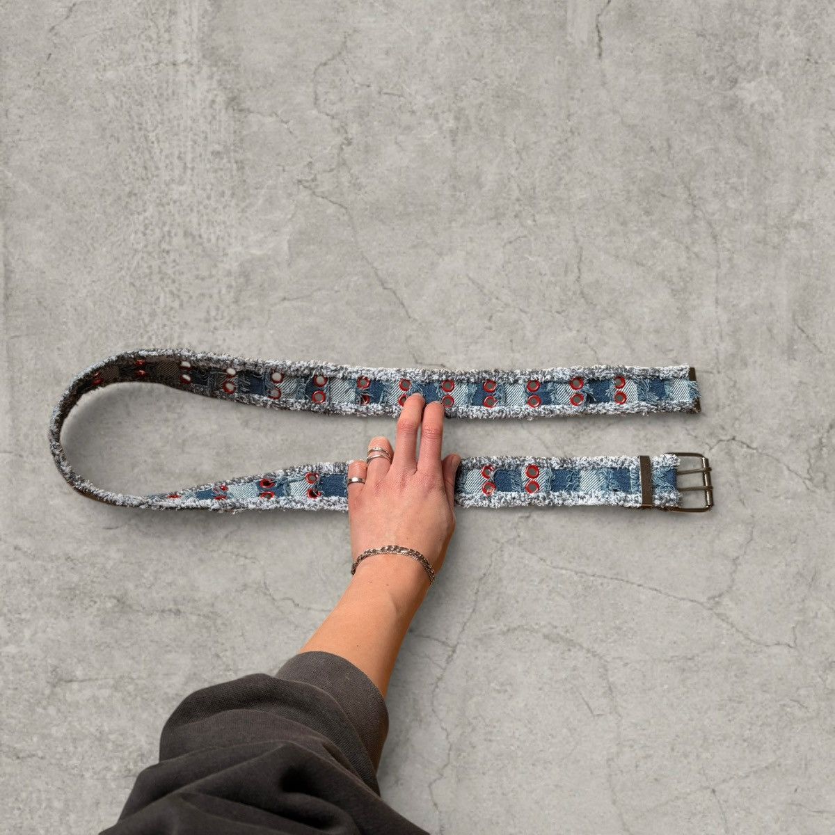Japanese Brand Vintage style retro belt, denim navy/blue stripe. One size Size ONE SIZE - 1 Thumbnail