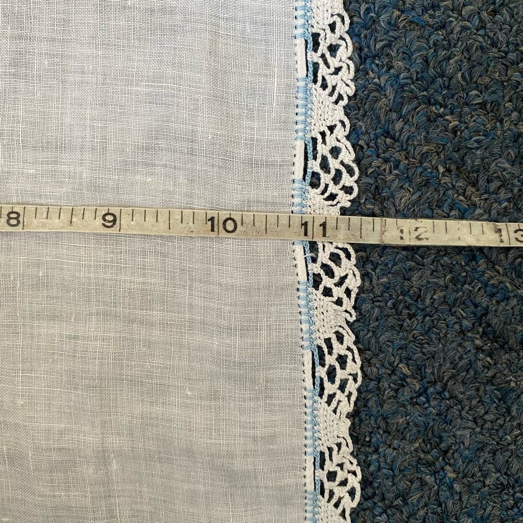 Other Vintage handkerchief with lace edging white & blue 12”x11” Size ONE SIZE - 4 Thumbnail