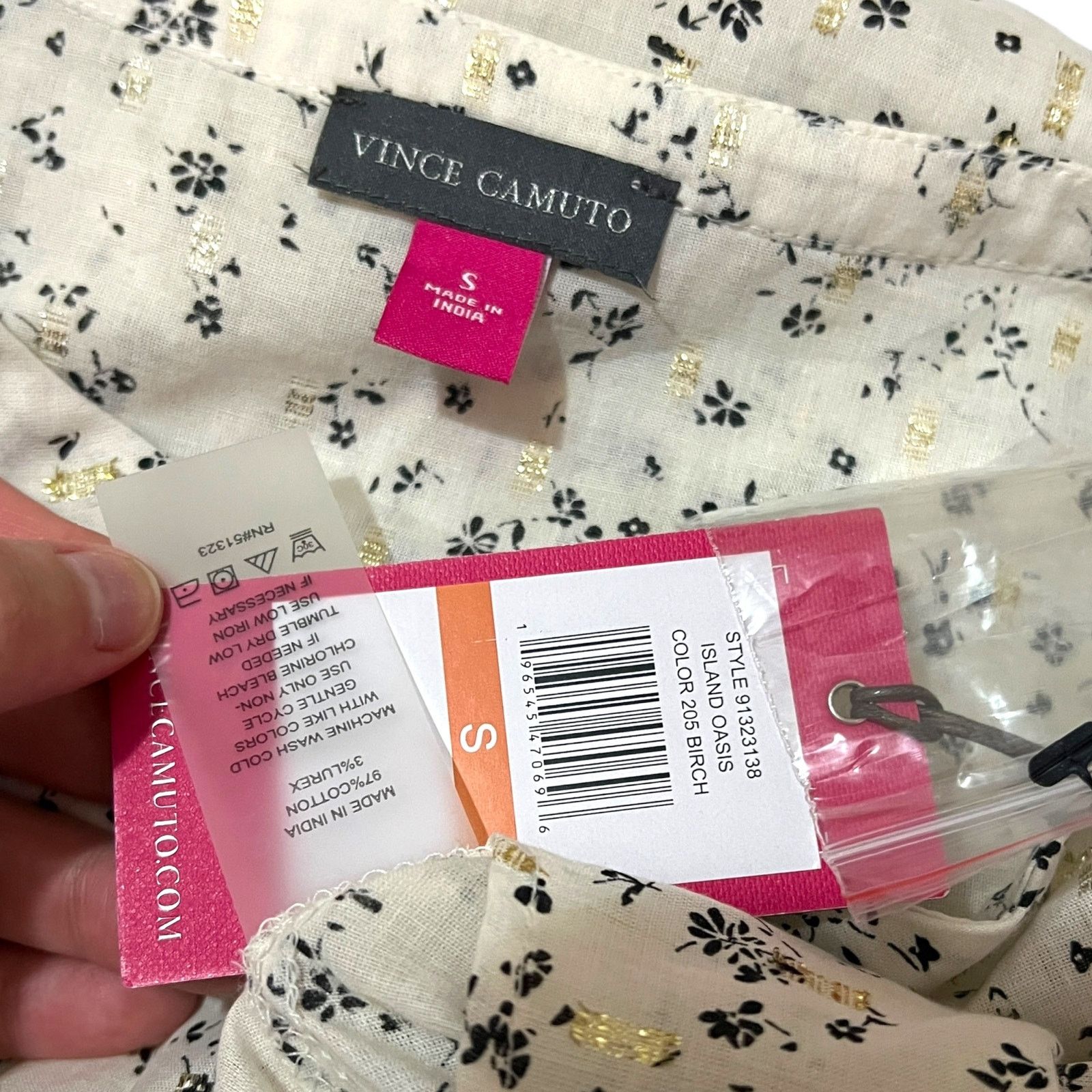 Vince Camuto Island Oasis Front Tie Roll Tab Sleeve Button Up Blouse Top Size S / US 4 / IT 40 - 6 Thumbnail