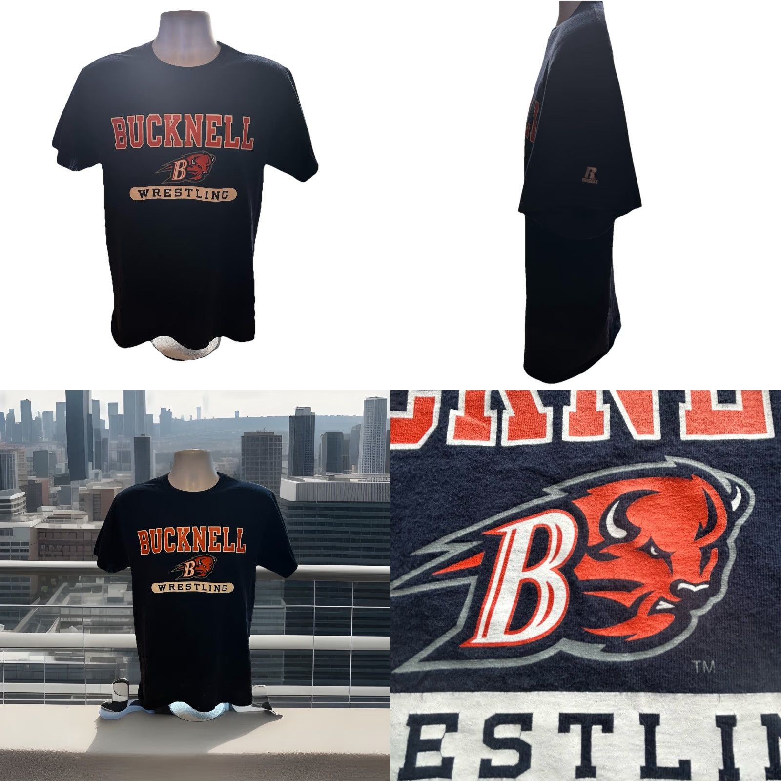 Vintage VINTAGE Bucknell University Wrestling Shirt Men Medium Navy Blue Short Sleeve Russell Size US M / EU 48-50 / 2 - 8 Thumbnail