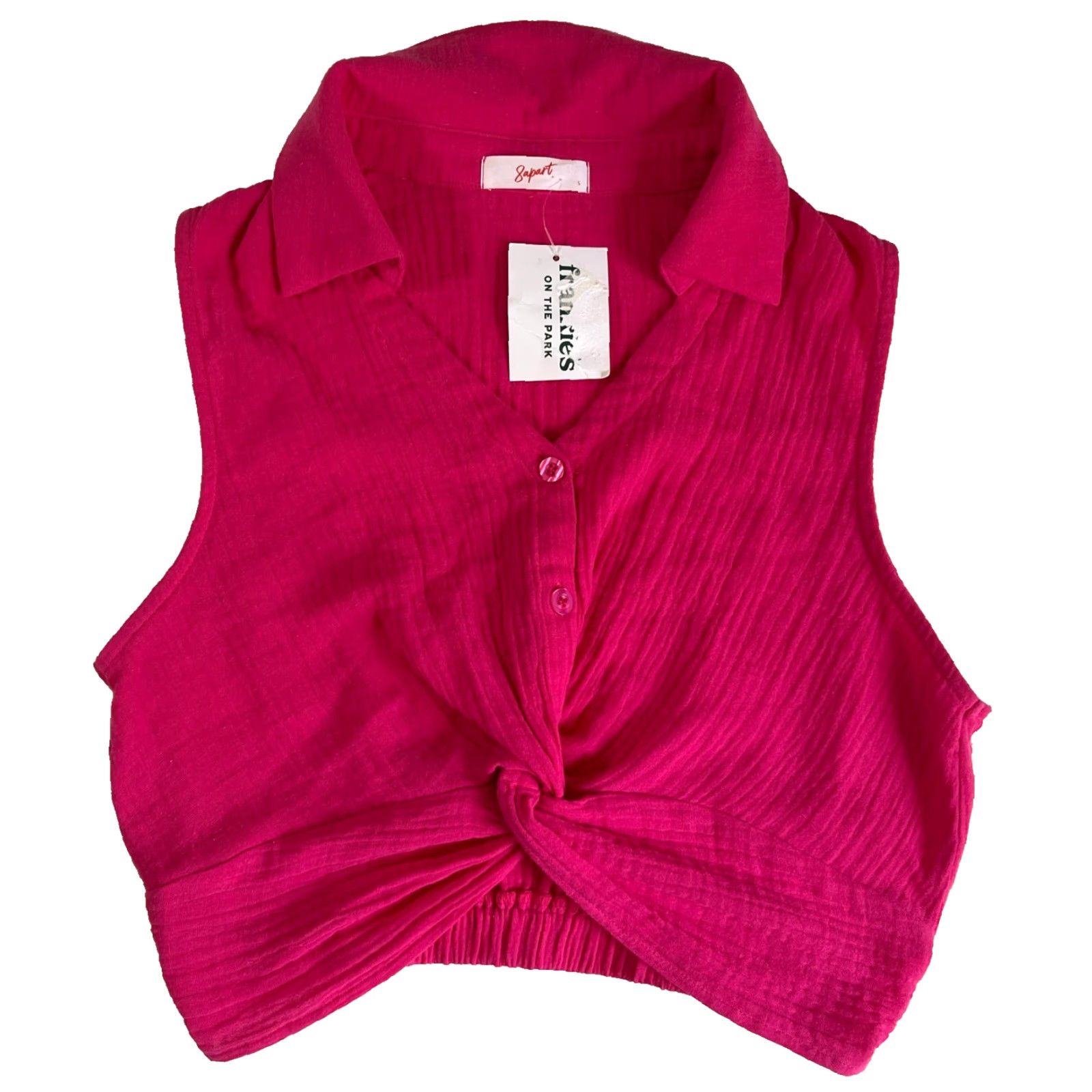 Vintage 8apart Frankie's on the Park Junior's Julle Gauze Top Cropped Tank Pink S Size S / US 4 / IT 40 - 3 Thumbnail