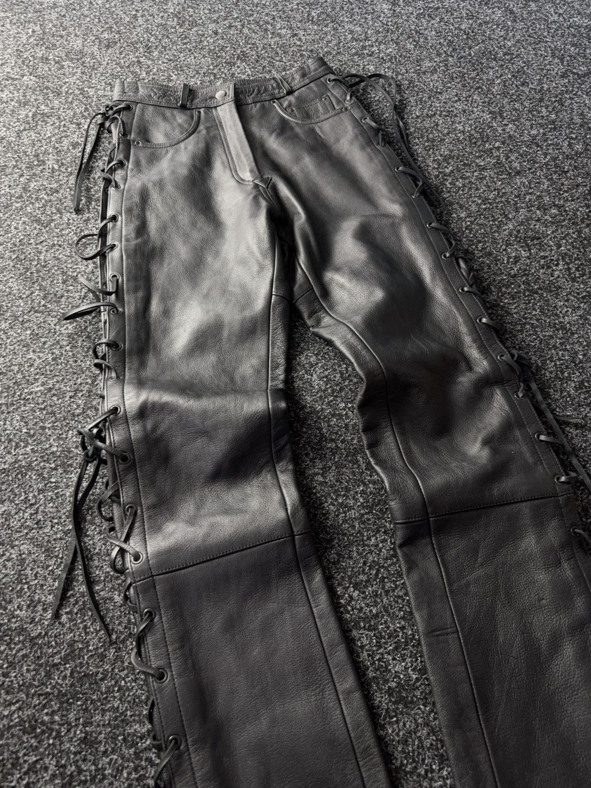 Leather Y2K Vintage Leather Pants Opium Style Alt Biker USA Rare Size 26" / US 2 / IT 38 - 5 Thumbnail