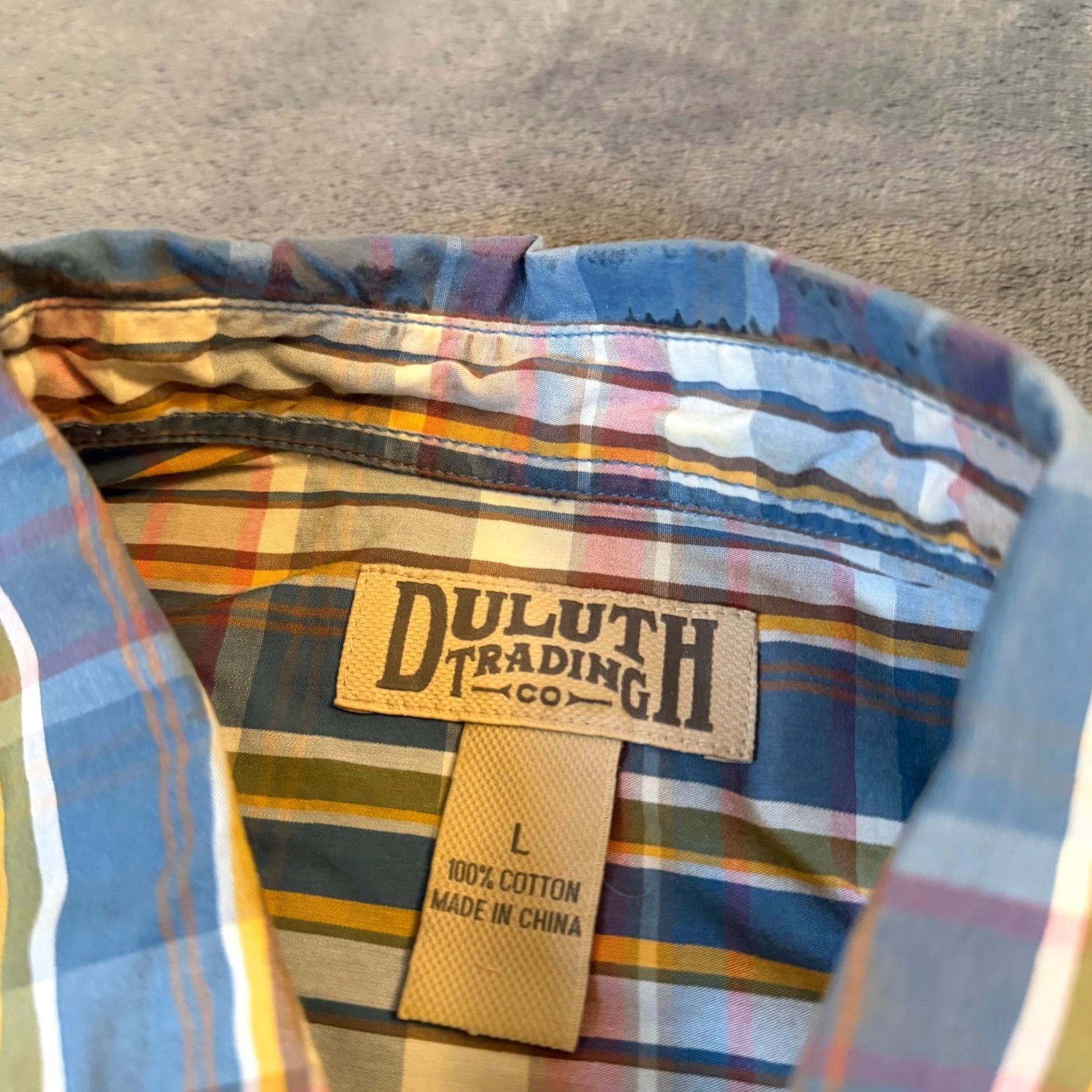 Duluth Trading Company Duluth Trading Co Plaid Button-Down Shirt Mens Large Blue Short Sleeve Cotton Shirt Size US L / EU 52-54 / 3 - 2 Thumbnail