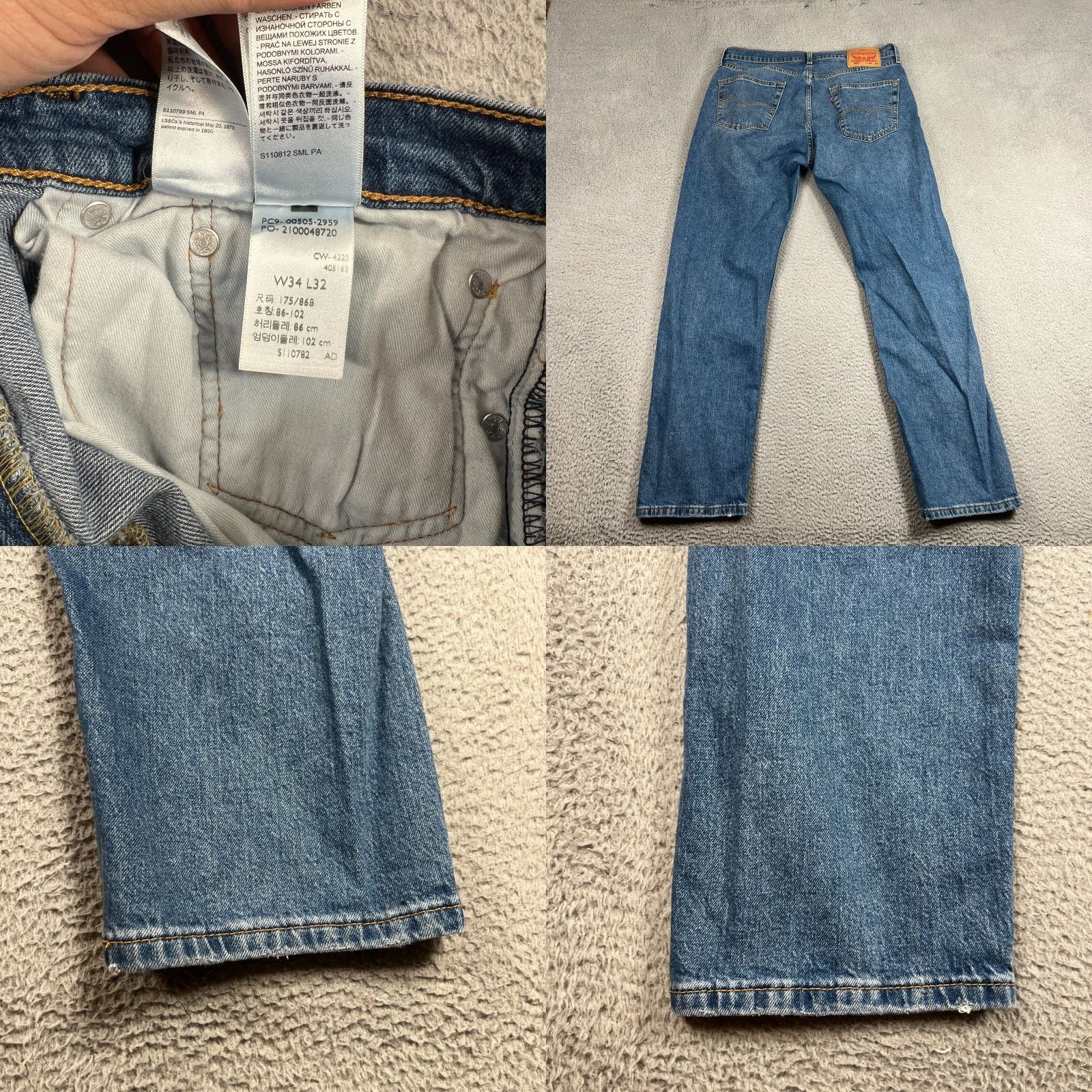 Levi's Levi's 505 Jeans Mens 34x32 Medium Wash Fade Straight Leg Regular Fit Denim Blue Size US 34 / EU 50 - 8 Thumbnail