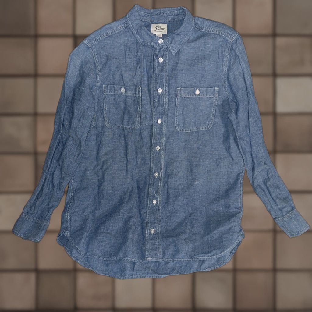 J.Crew J.CREW Vintage Light Blue Cotton Linen Button-Up Shirt Women’s Regular Size S Long Sleeve Size S / US 4 / IT 40 - 1 Thumbnail