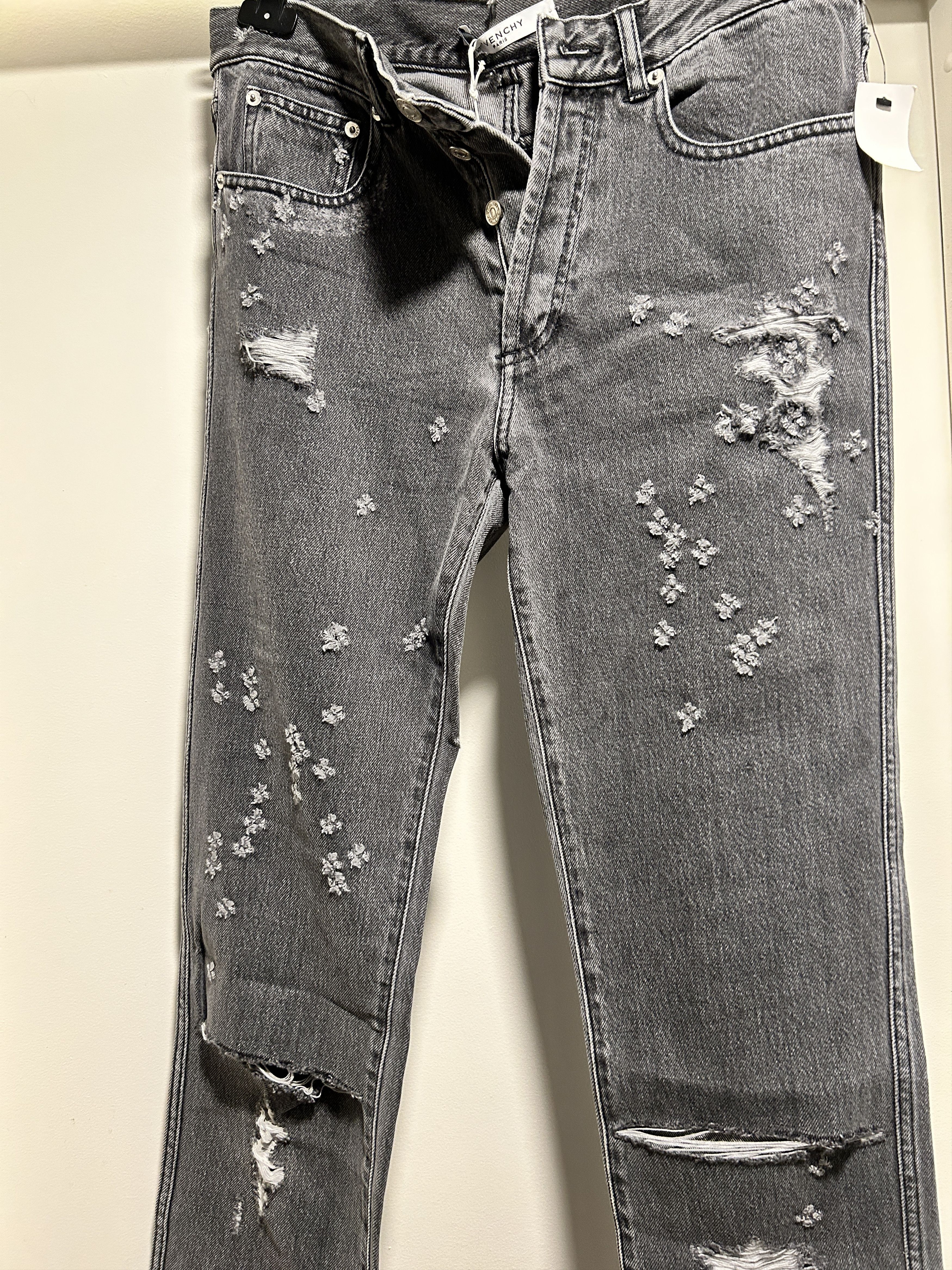 Givenchy medium grey denim jeans trouser holes skinny distressed Size US 30 / EU 46 - 3 Thumbnail