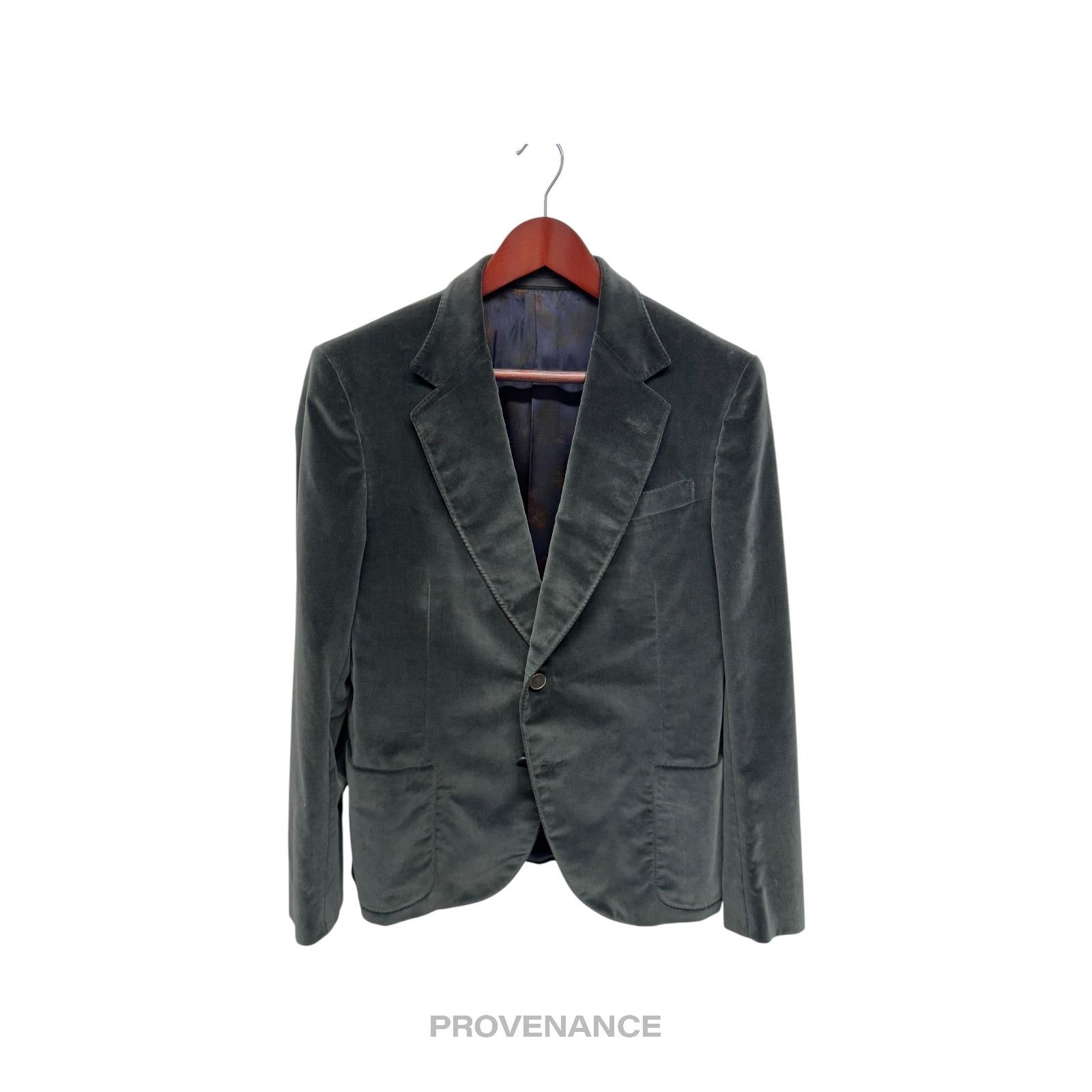 Gucci 🔴 Gucci Jacket Coat Blazer - Velour Deep Green Notch 38 48 Size 38R - 1 Thumbnail