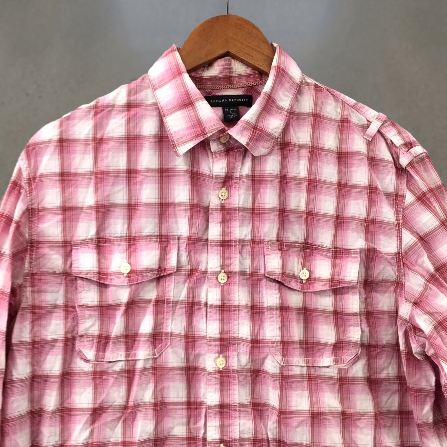 Banana Republic Banana Republic Plaid Button-Up Shirt Womens Large Pink Long Sleeve Collared Size L / US 10 / IT 46 - 1 Thumbnail