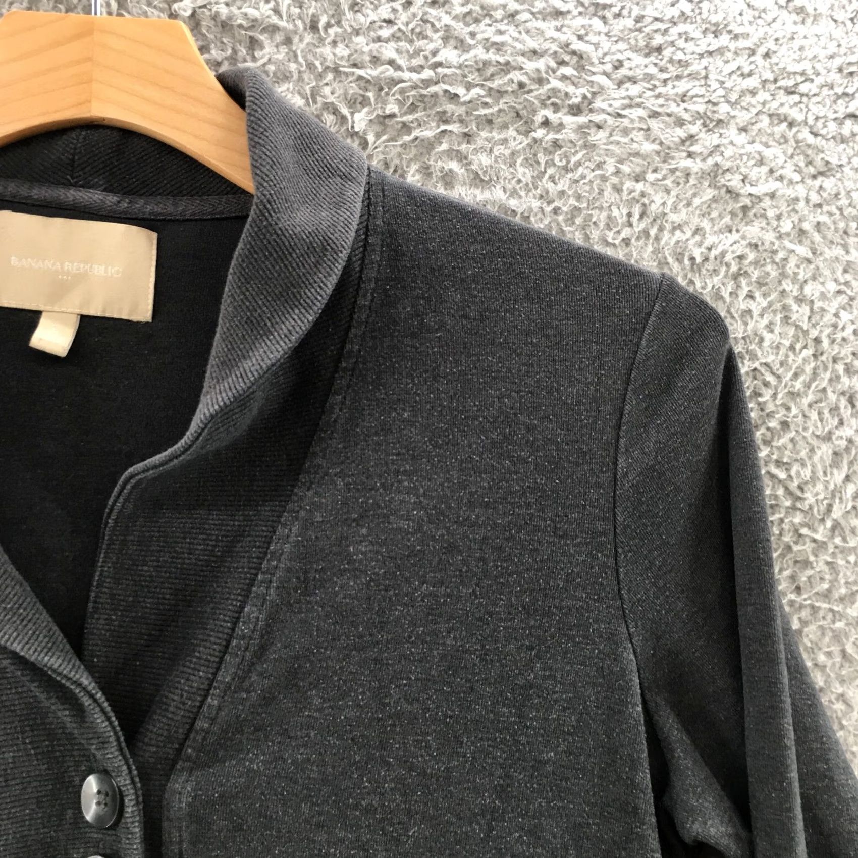Banana Republic Banana Republic Henley Sweater Womens L Gray Cotton Blend Collared Long Sleeve Size L / US 10 / IT 46 - 3 Thumbnail