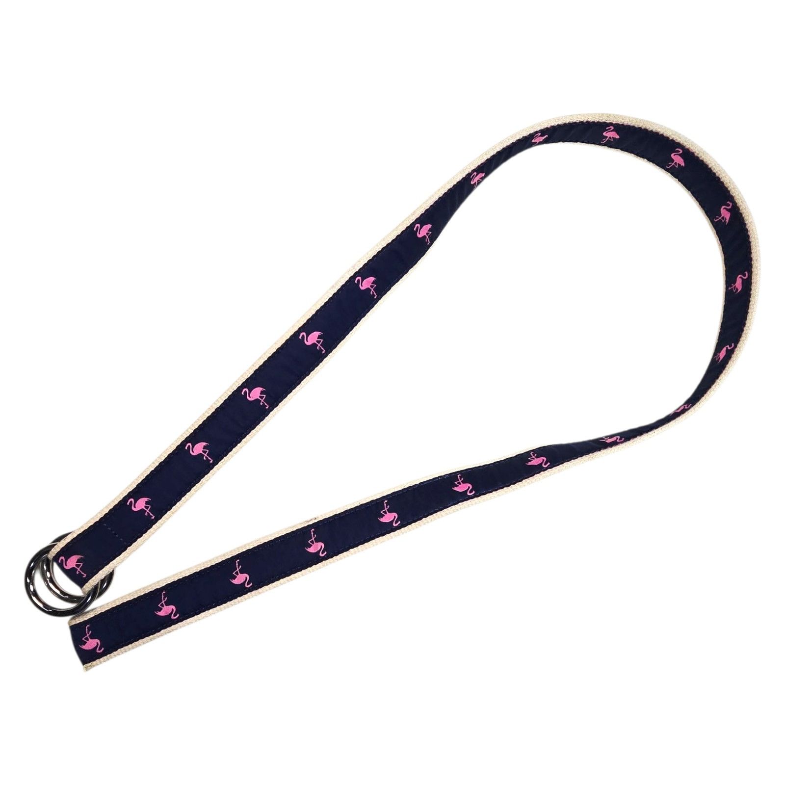 J.Crew J.Crew Double D Ring Navy Cream Pink Flamingo Belt M/L Mens Size ONE SIZE - 5 Thumbnail
