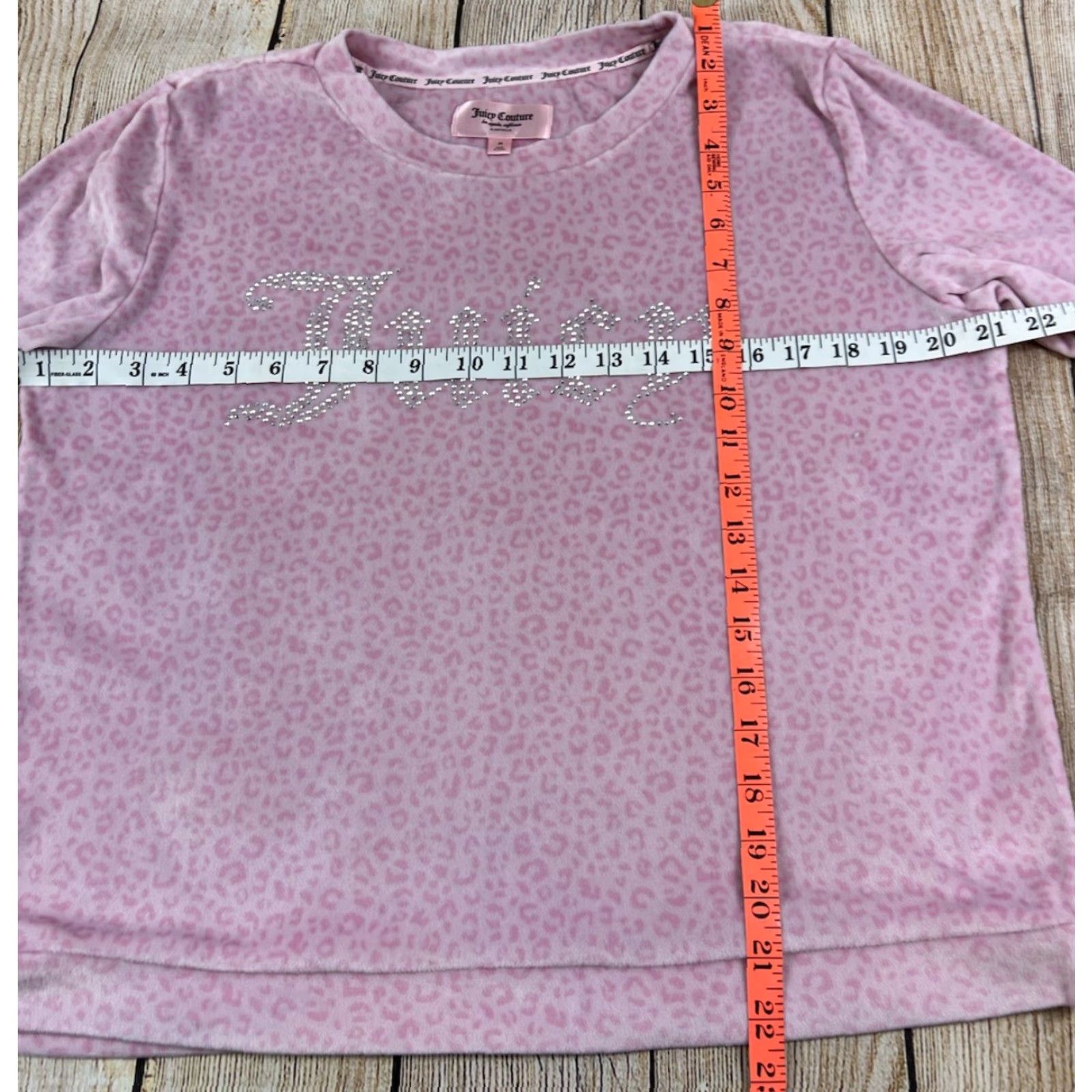 Juicy Couture Juicy Couture Women Sleep Top Pink Leopard Rhinestone Velour Medium Cozy Round Neck Pullover Sleeves Long Size M / US 6-8 / IT 42-44 - 4 Thumbnail