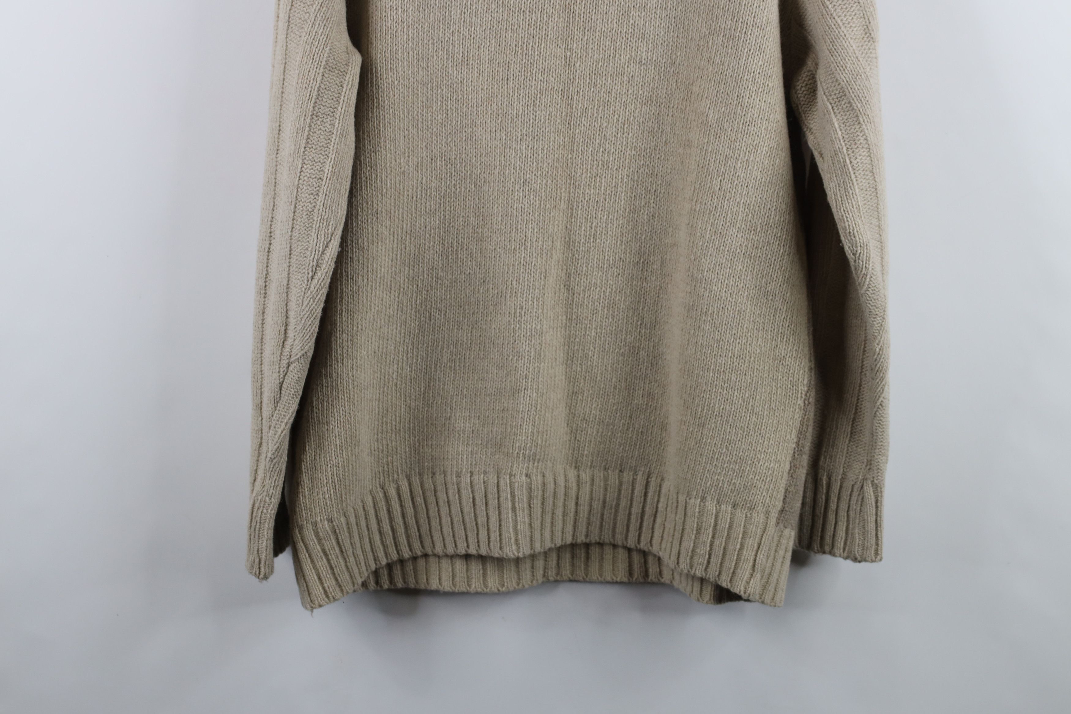 Vintage Vintage 90s Streetwear Ribbed Knit Mock Neck Sweater Beige Size US M / EU 48-50 / 2 - 10 Thumbnail