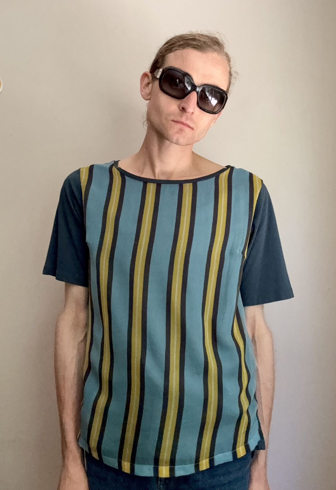 Dries Van Noten Dries Van Noten Vintage Silk Overlay Striped Tee Size US S / EU 44-46 / 1 - 9 Thumbnail