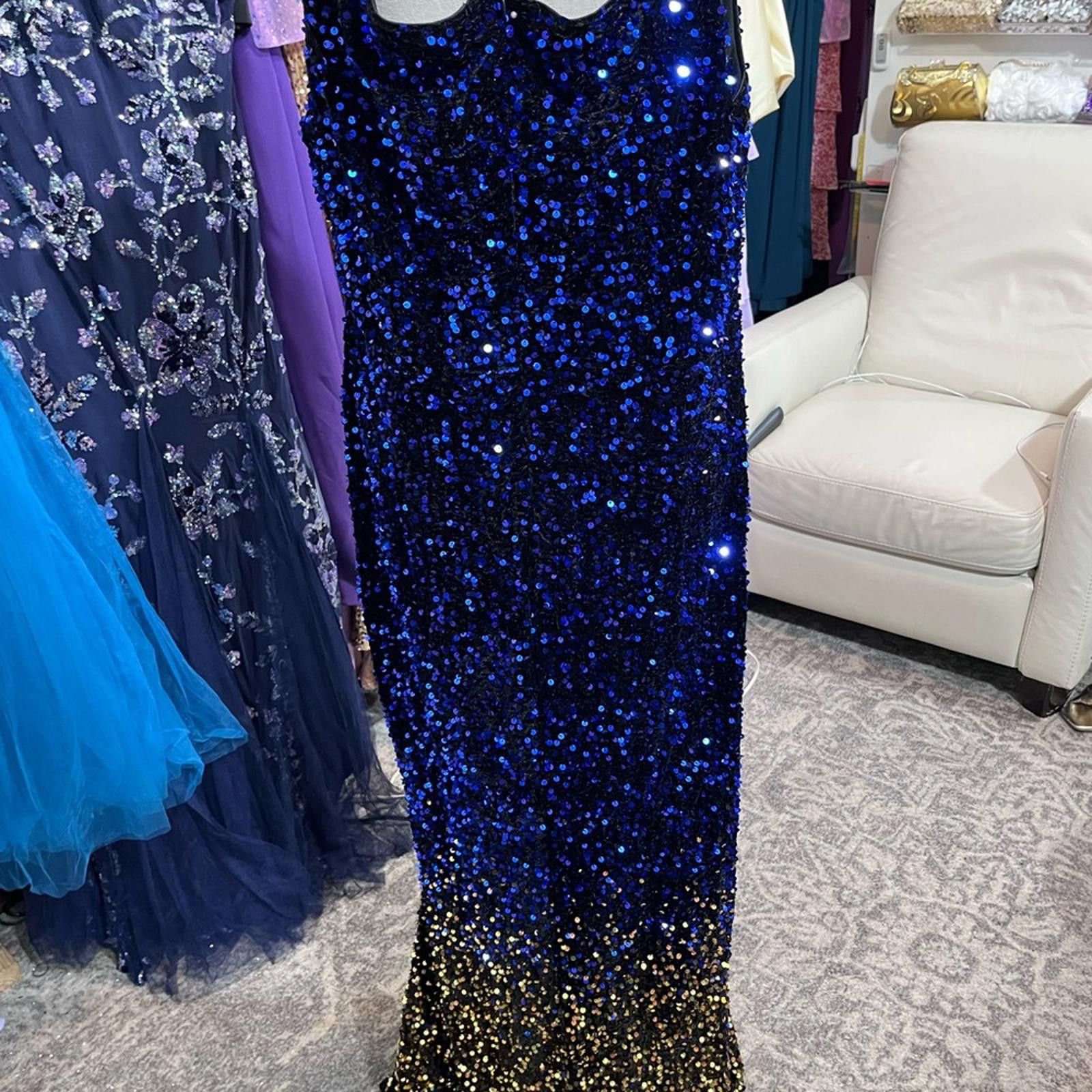 Other Elegant Blue and Gold Sequin Dress Size XL / US 12-14 / IT 48-50 - 1 Thumbnail