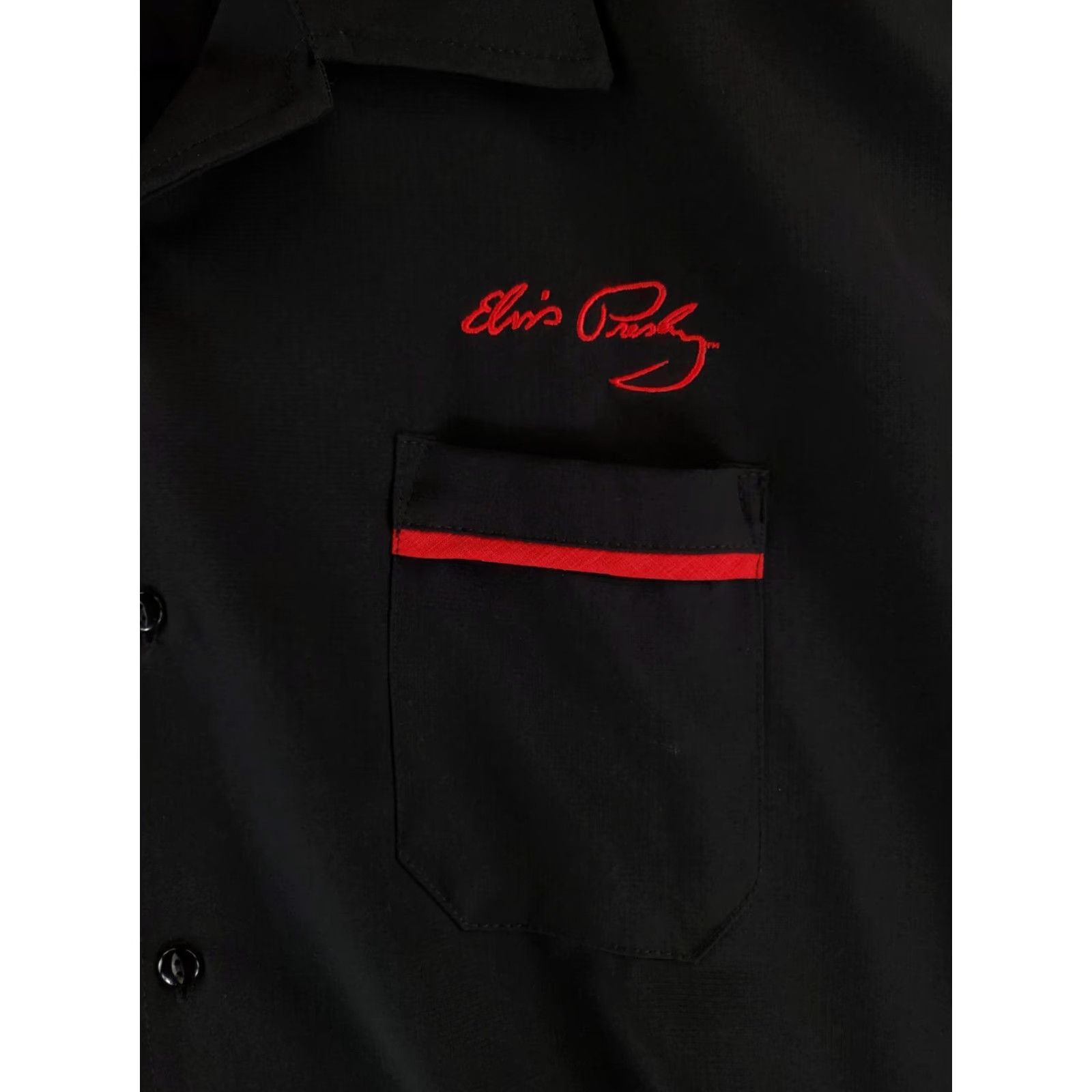 Vintage Graceland Elvis Presley Bowling Button Up Shirt Black Made USA Red Mens L Black Mens L Size US L / EU 52-54 / 3 - 3 Thumbnail