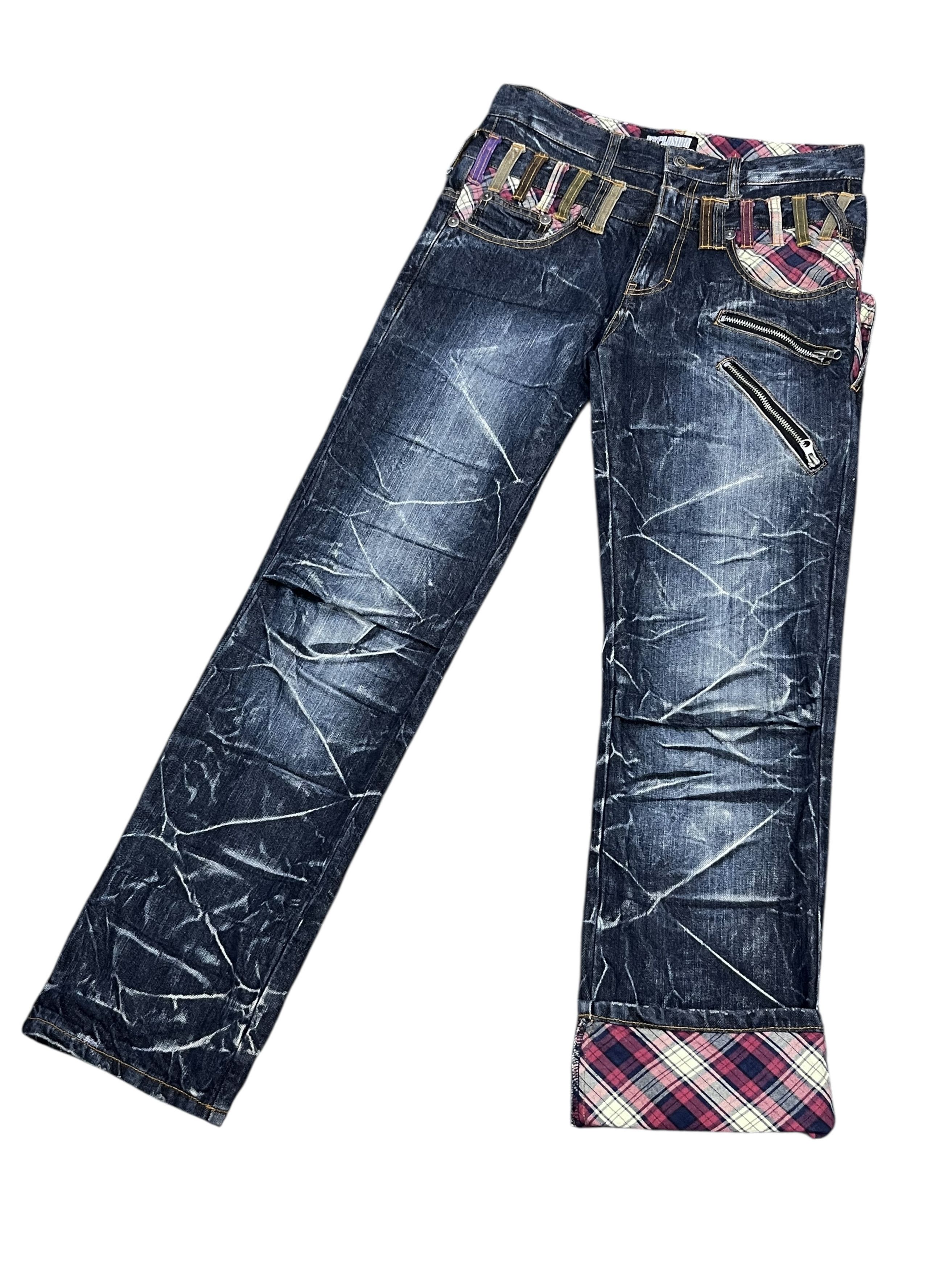 Japanese Brand 🔥FYE EXPLOSION ACID WASH Double Waist Half Flap Back Jeans Size US 29 - 5 Thumbnail
