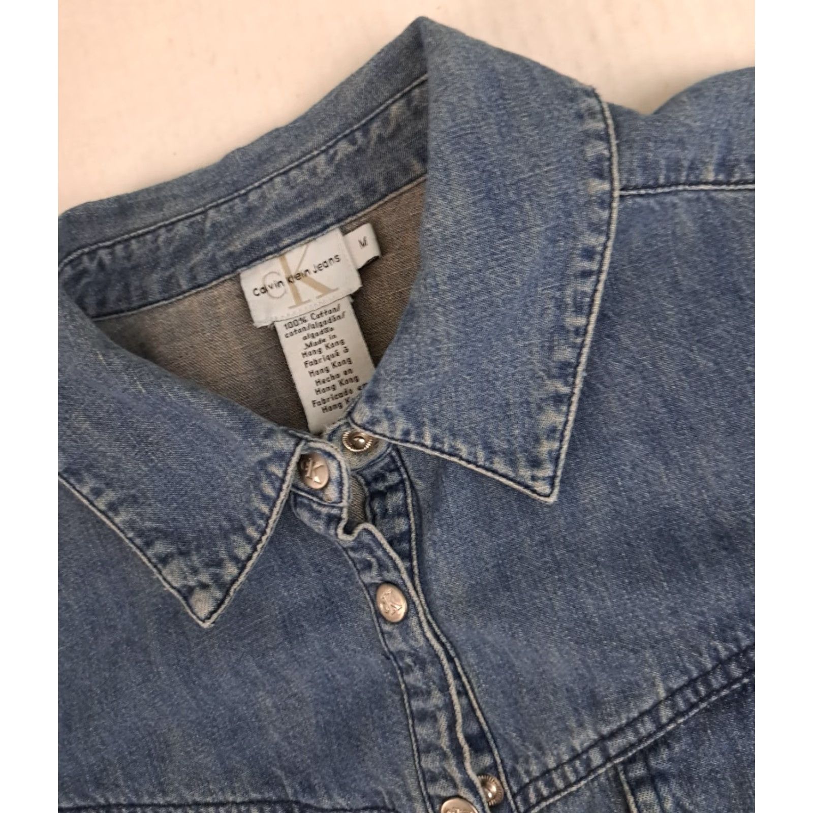 Vintage VINTAGE Calvin Klein Jeans Shirt Western Denim Blue Button-Up Long Sleeve Womens M Size M / US 6-8 / IT 42-44 - 3 Thumbnail