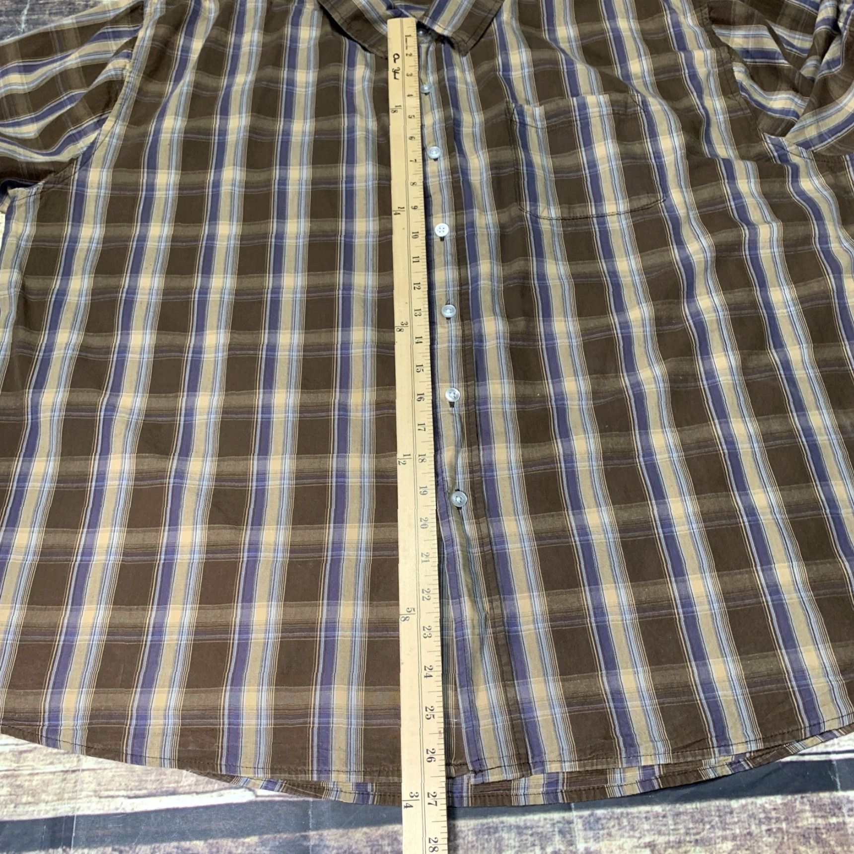 Rails Open Trails Mens Short Sleeve Shirt XXXL Brown Blue Tan Plaid Button Up Shirt Size US XXL / EU 58 / 5 - 4 Thumbnail