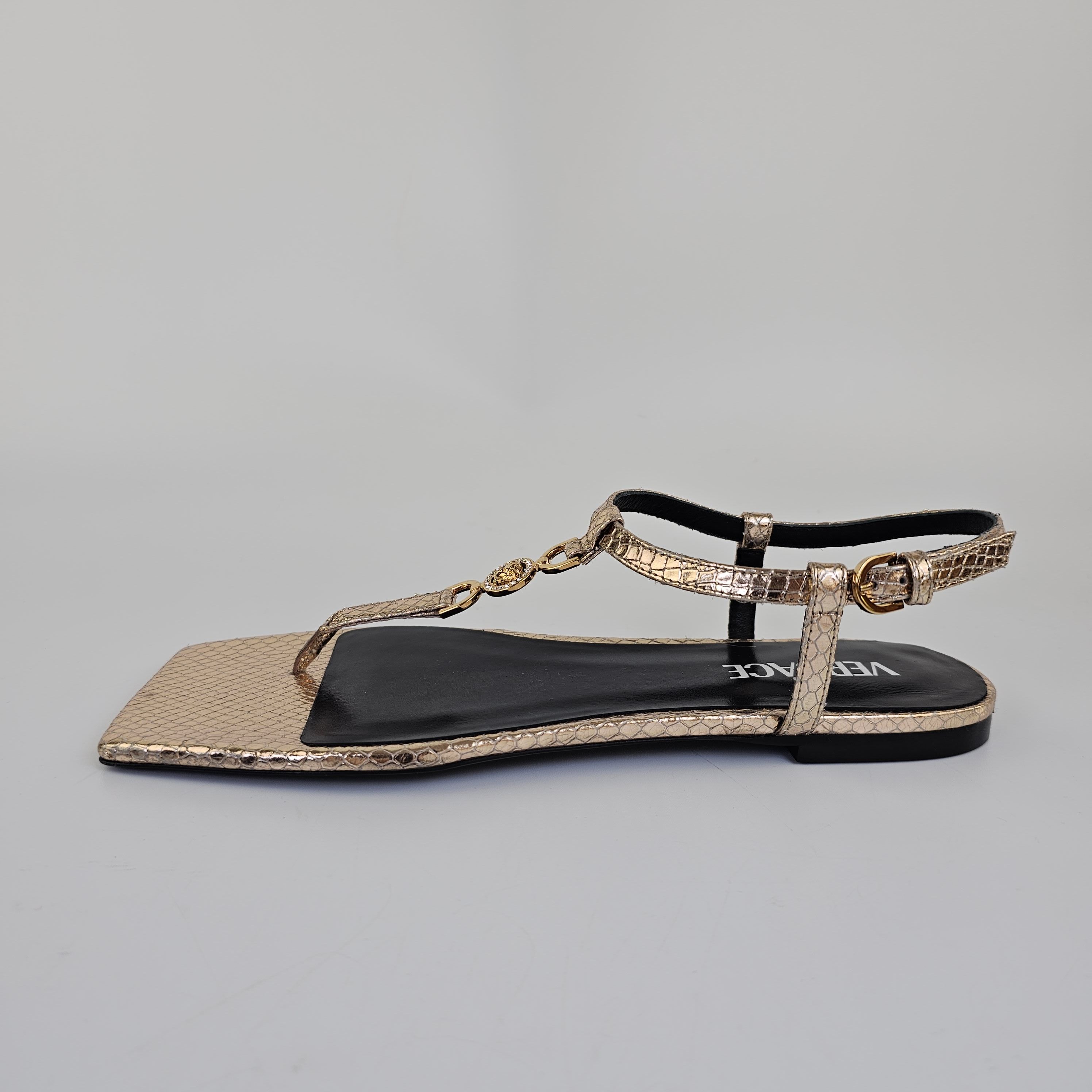 Versace Versace Medusa '95 Gold Leather Flat Sandals New Size US 7 / IT 37 - 11 Thumbnail