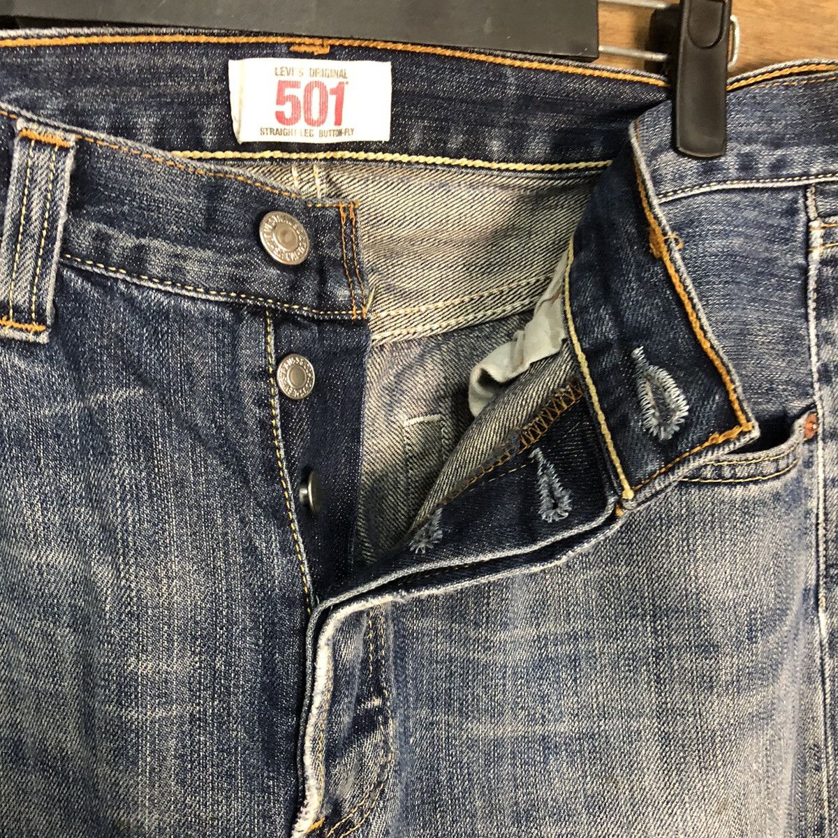Levi's 501 Levis ripped distressed Blue faded Denim Pants #7309 Size US 31 - 10 Thumbnail
