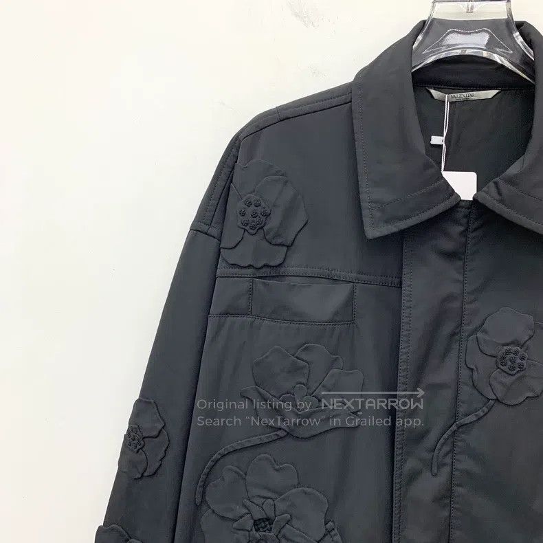 Valentino Valentino Black floral embossed lapel long-sleeved jacket Size L / US 10 / IT 46 - 3 Thumbnail