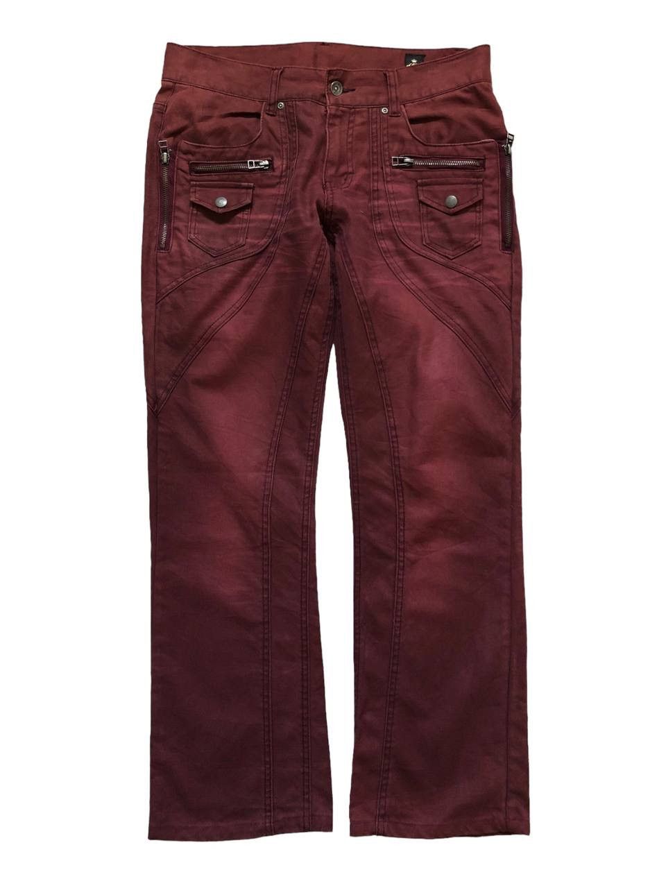image of If Six Was Nine x Le Grande Bleu L G B Semantic Design Multipocket Zipper Pants in Dark Maroon (Siz