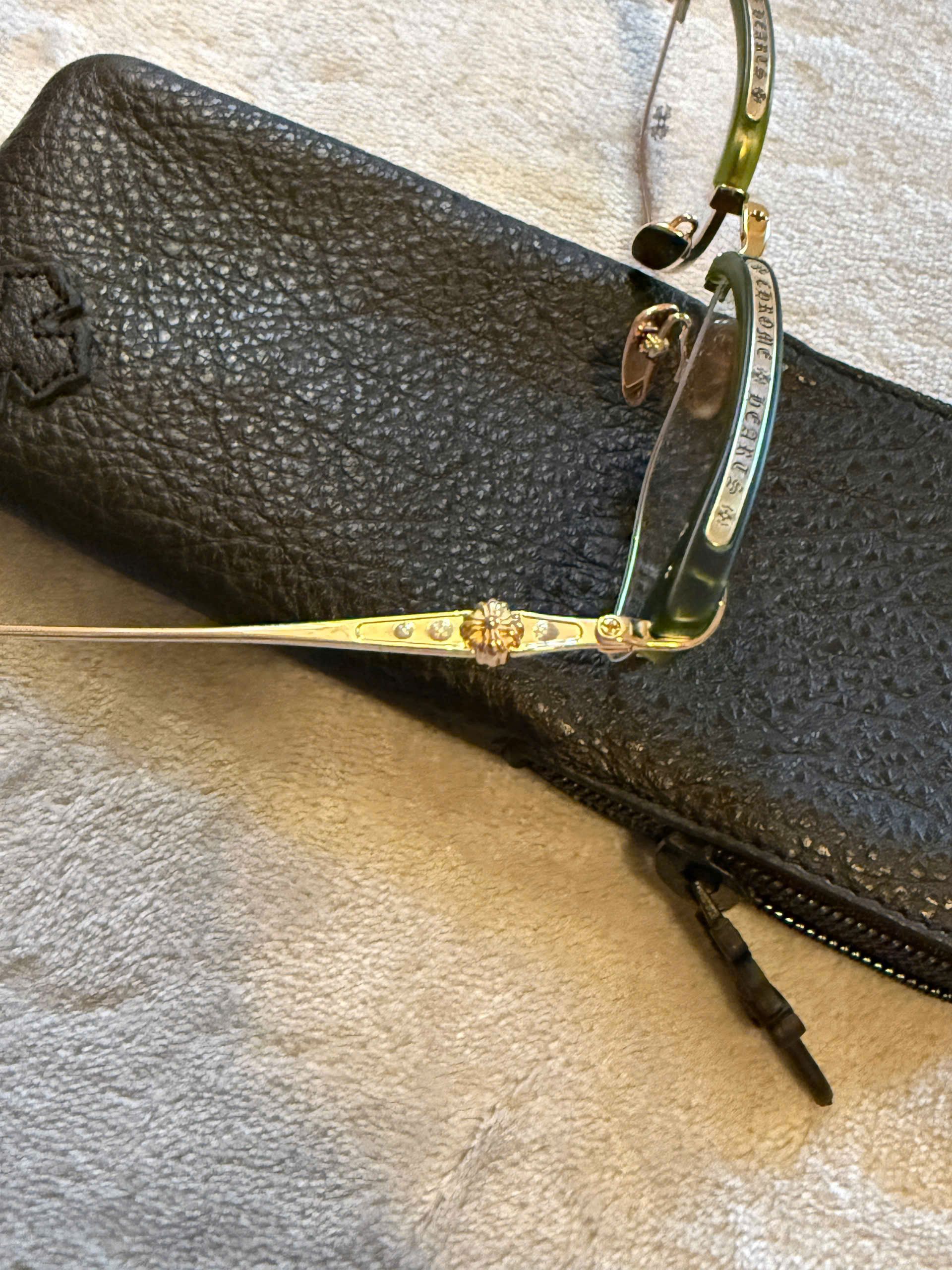 Chrome Hearts Chromehearts Glasses “ SLUNTRADICTION” Dark Olive/Gold Size ONE SIZE - 3 Thumbnail