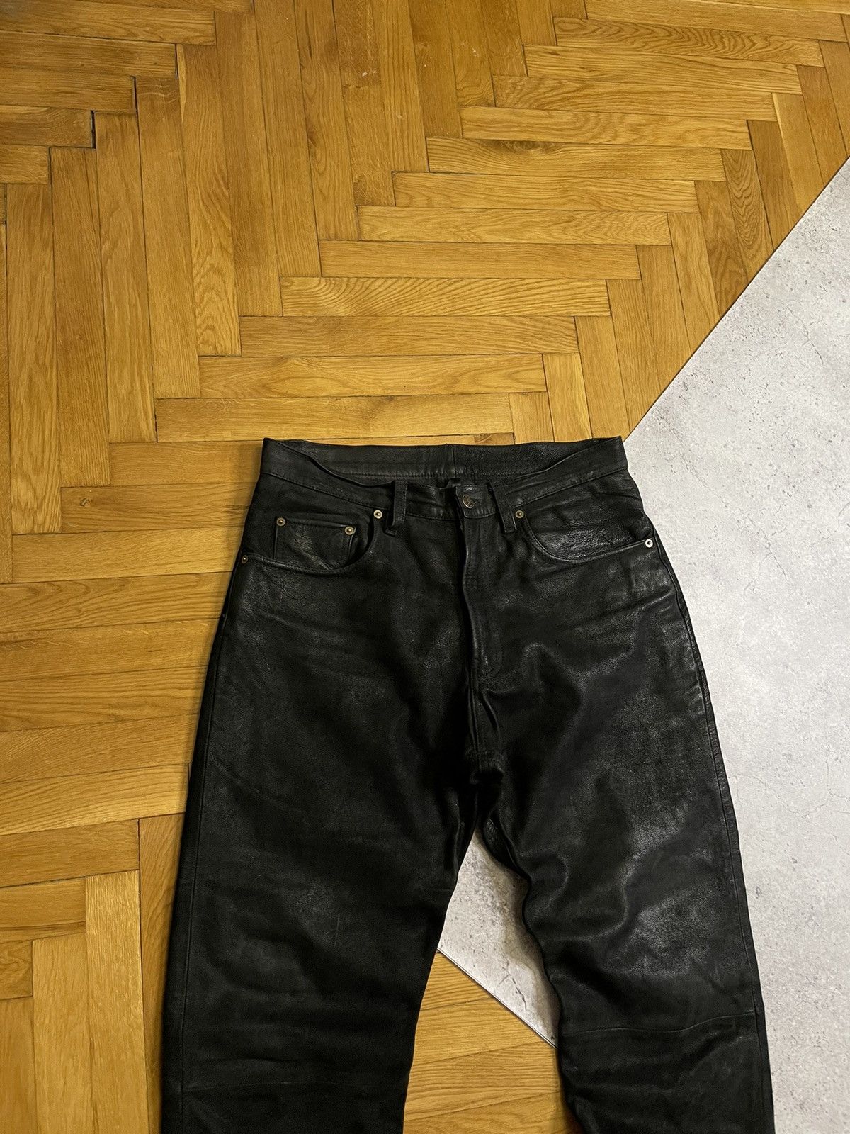 Japanese Brand Vintage Y2K Leather Black Pants Travis Scott Style Size US 33 - 6 Thumbnail