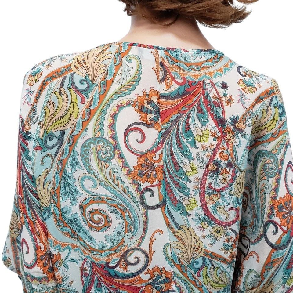 Lafayette 148 Lafayette 148 Silk Paisley Top Blouse Tunic Oversized V-Neck Size S / US 4 / IT 40 - 10 Thumbnail