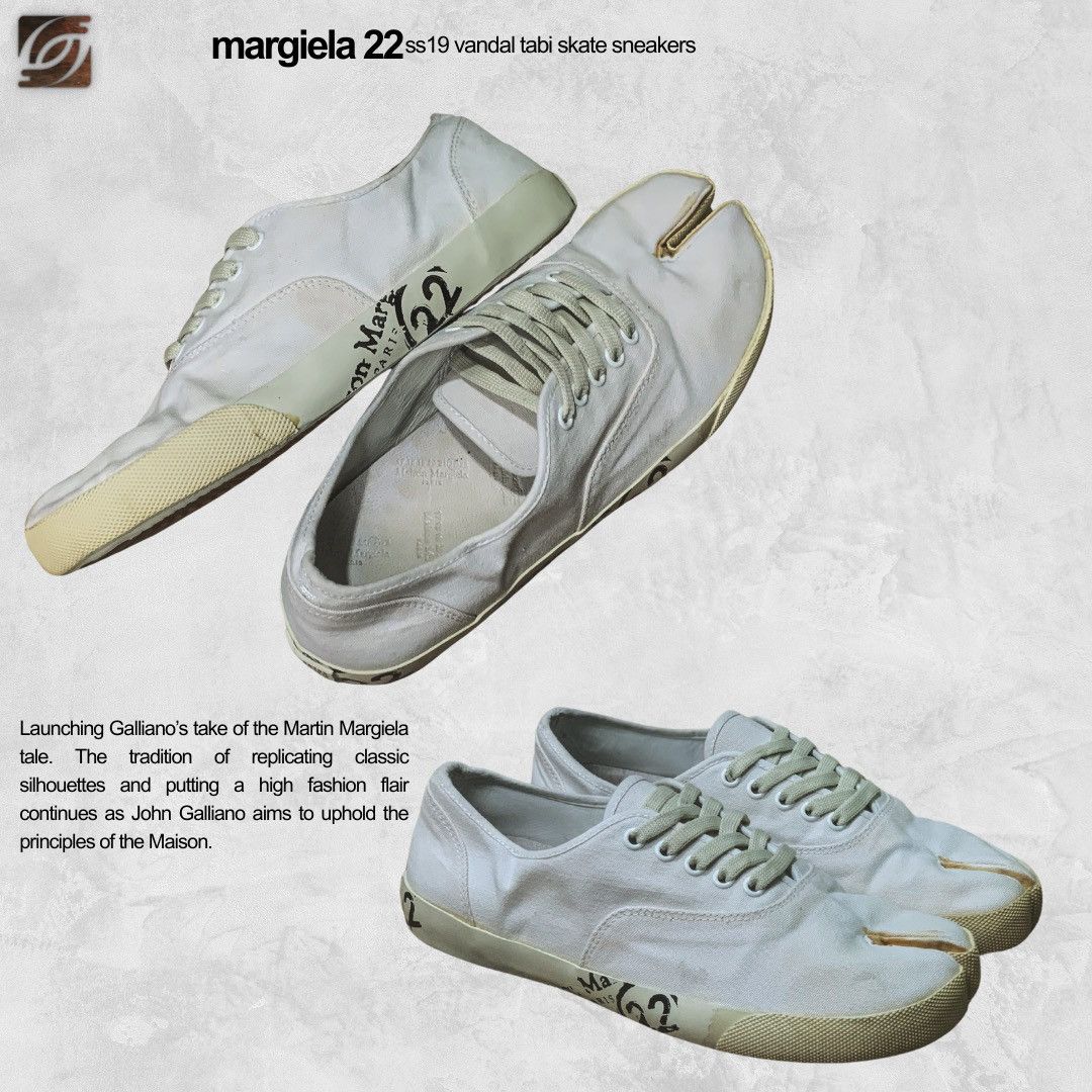 image of John Galliano x Maison Margiela Ss19 22 Vandal Tabi Skate Sneakers in White, Men's (Size 8)