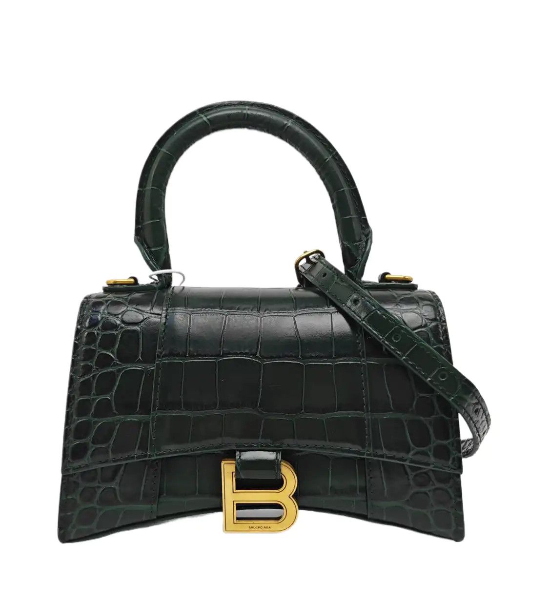 Balenciaga BALENCIAGA Hourglass ultra Small dark greencowhide leather crocodile Hourglass s Size ONE SIZE - 1 Thumbnail
