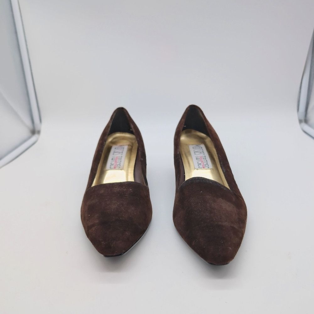 Vintage Mootsie's Tootsies Sz 10 Brown Suede Heels with Pointed Toe Size US 10 / IT 40 - 3 Thumbnail