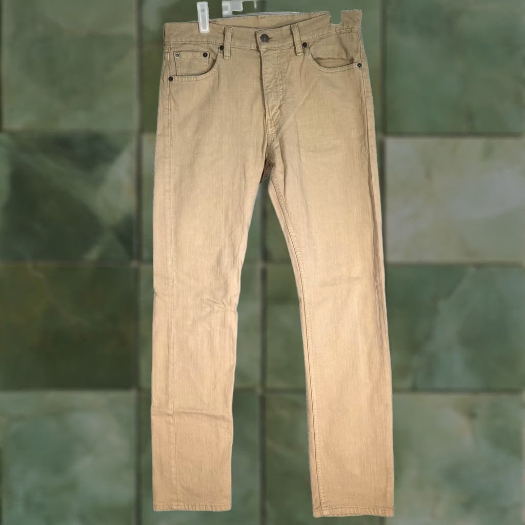 Levi's VINTAGE Levis 513 Jeans Mens 30x32 Khaki Slim Straight Stretch Denim Beige Zip Fly Size US 30 / EU 46 - 1 Thumbnail