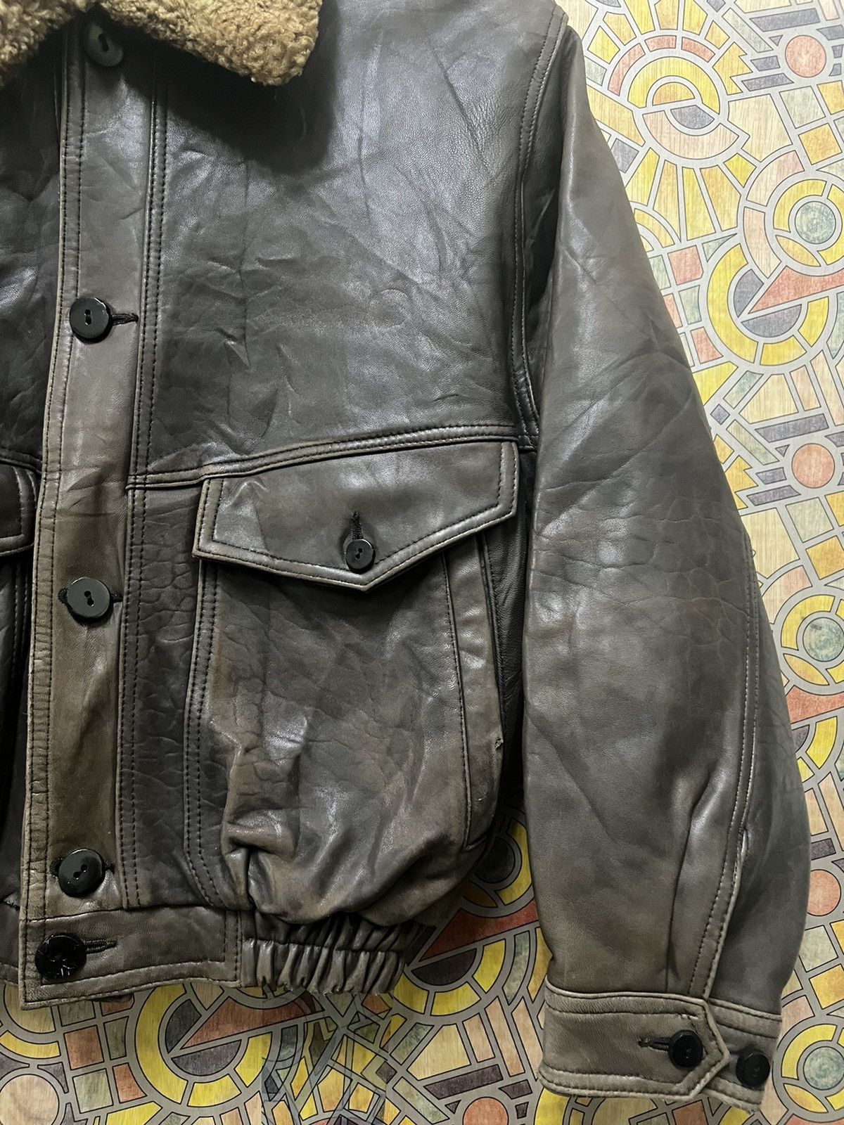 Vintage Very Nice Leather Jacket MILANO. (GJ37) Size US L / EU 52-54 / 3 - 8 Thumbnail