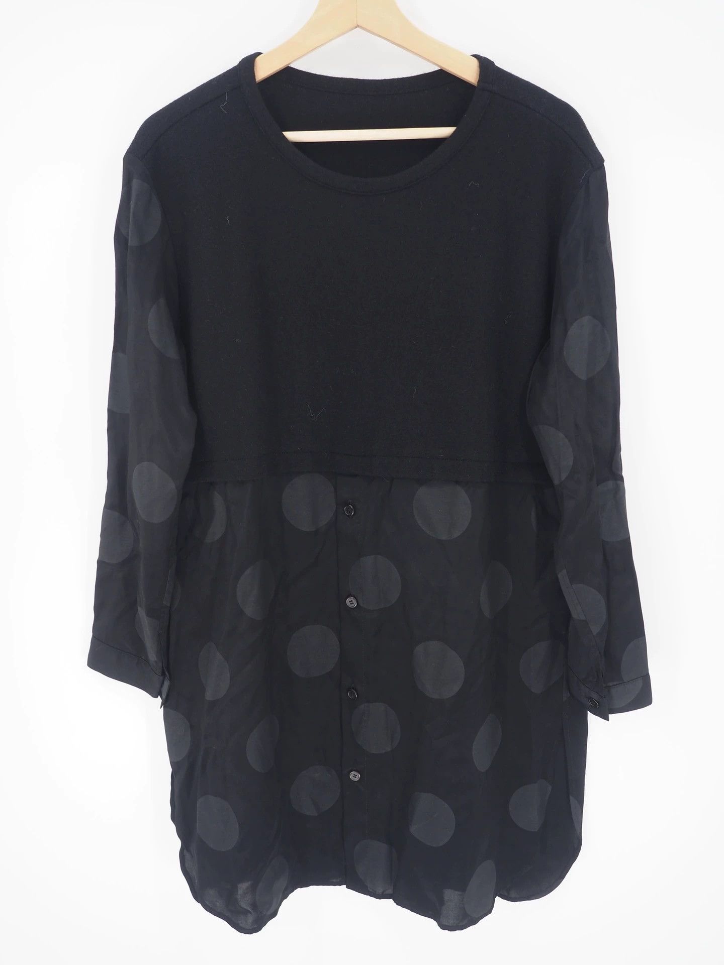 Y's Y'S Black Wool and Silk Paneled Long Sleeve Top Size M / US 6-8 / IT 42-44 - 1 Thumbnail