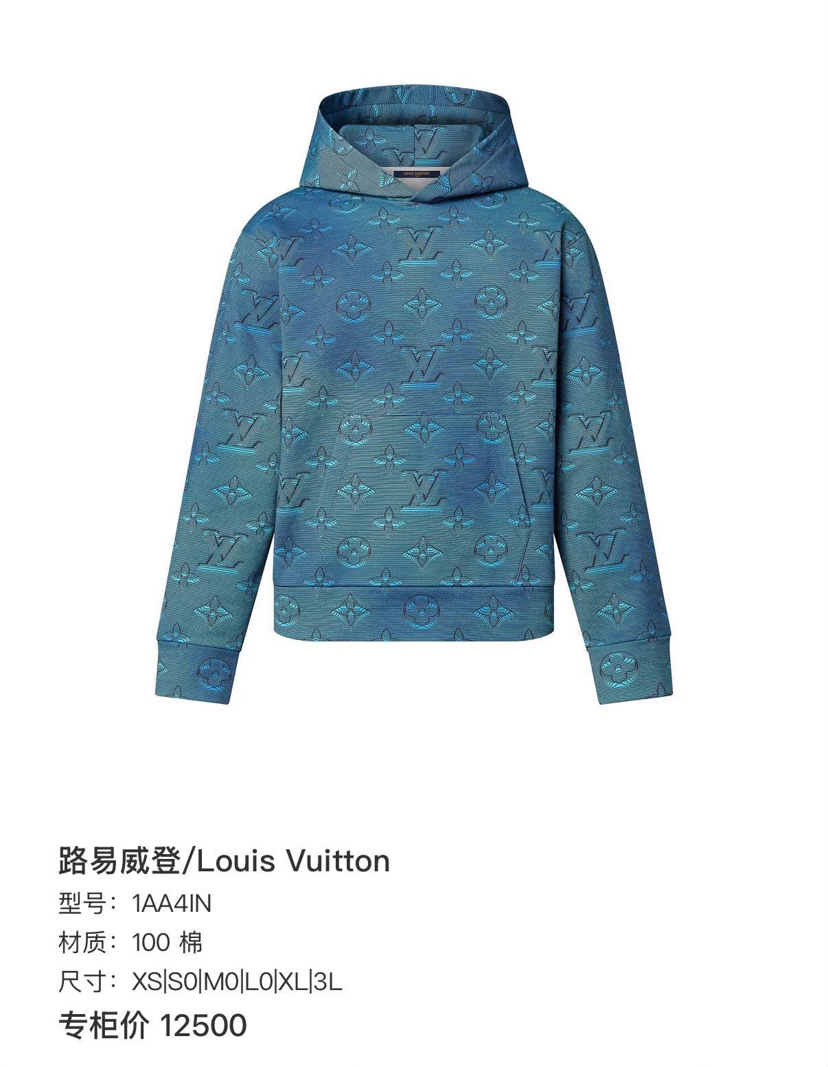 Louis Vuitton LV 2054 Gradient Monogram Hoodie S Blue Size US S / EU 44-46 / 1 - 7 Thumbnail