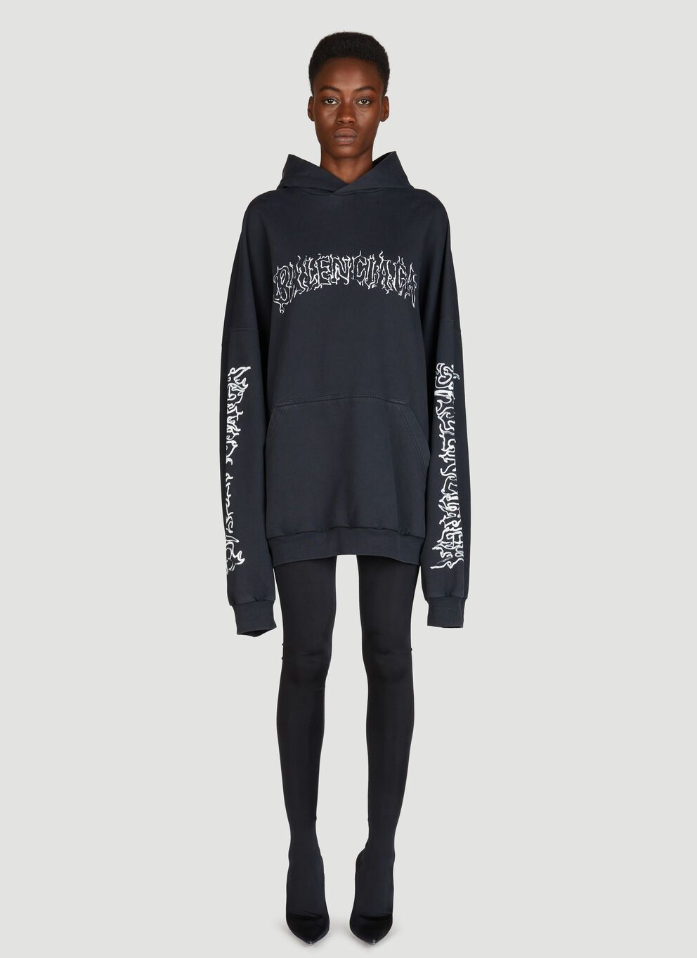 image of Balenciaga Darkwave Large Fit Hooded Sweatshirt in Black, Women's (Size Medium)