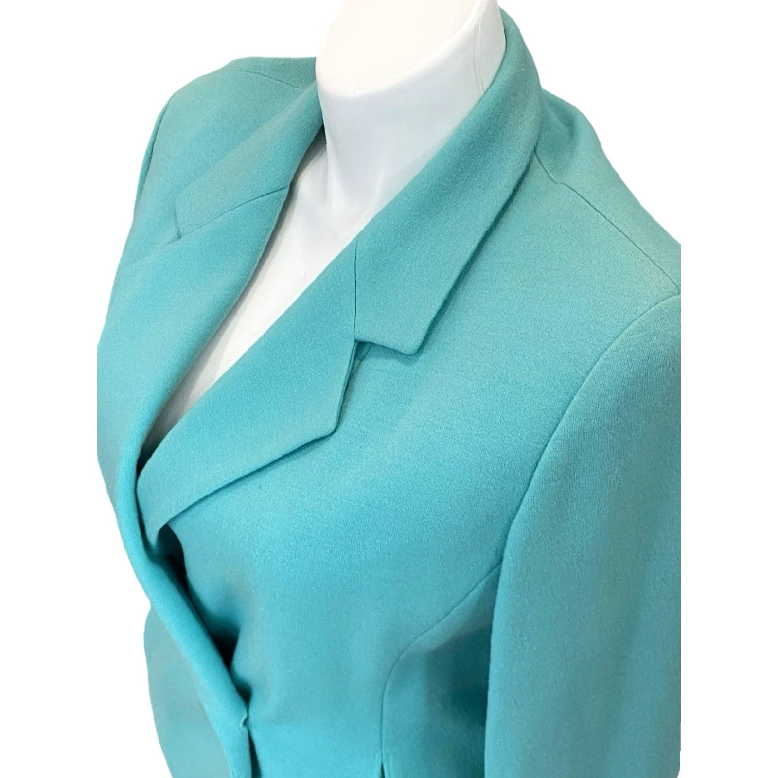 Vintage VINTAGE Bleyle Blazer Skirt Set Wool Turquoise Classic Size 18 14 Top Women Sleeves Long Wool Felted Dry Clean Only Belted Collared Open Fall Winter Size XXL / US 16-18 / IT 52-54 - 7 Thumbnail