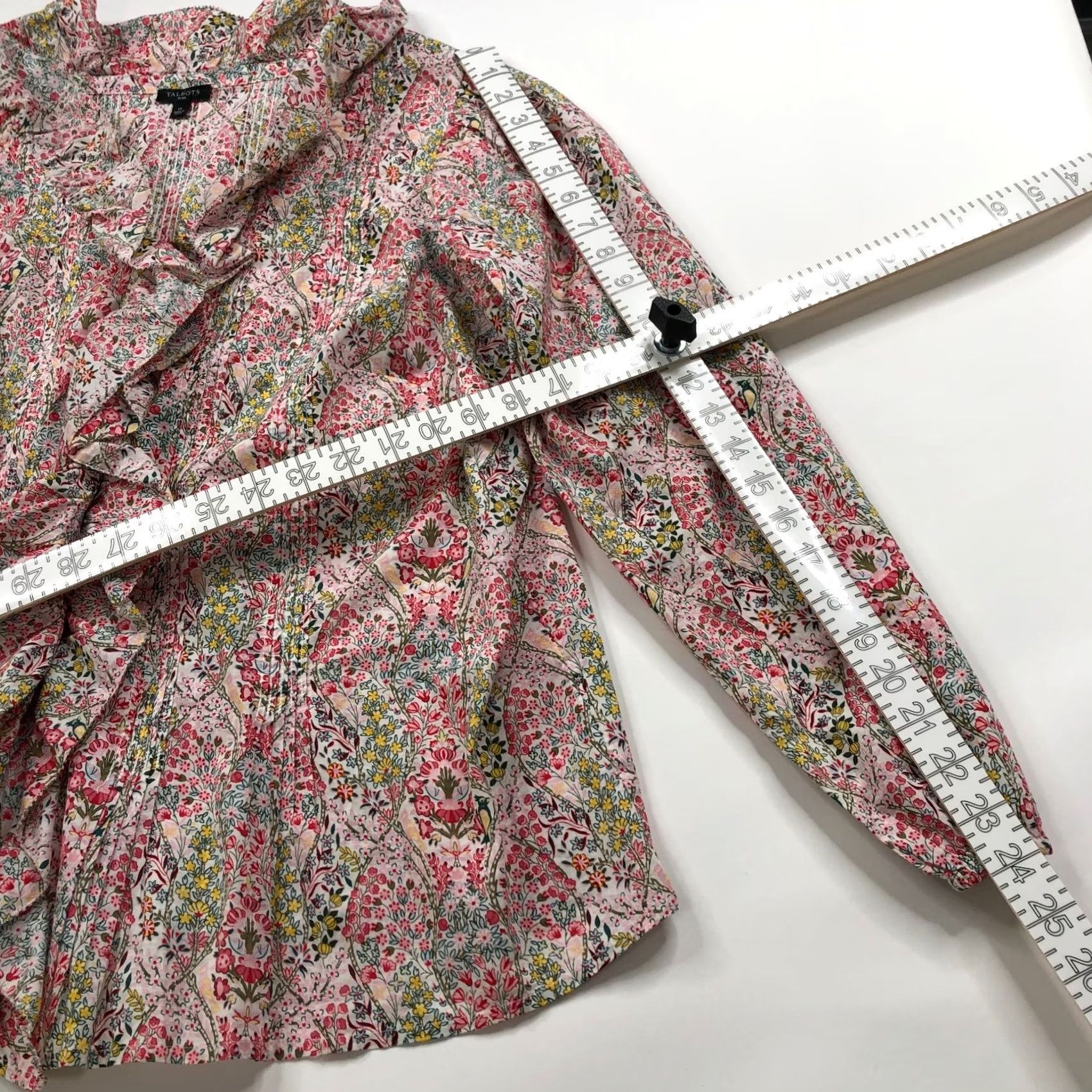 Talbots Talbots Plus 1X Button Long Sleeve Shirt Floral White Size XL / US 12-14 / IT 48-50 - 5 Thumbnail