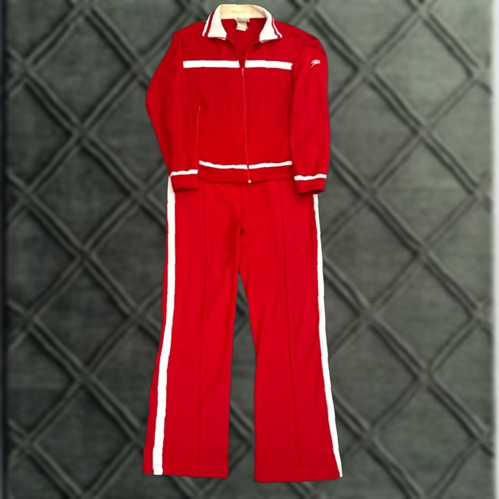 Speedo VINTAGE Speedo Tracksuit 2 Piece Unisex Adults L Red 70s Sweatsuit Jacket Pants Zip Japan Size L / US 10 / IT 46 - 1 Thumbnail