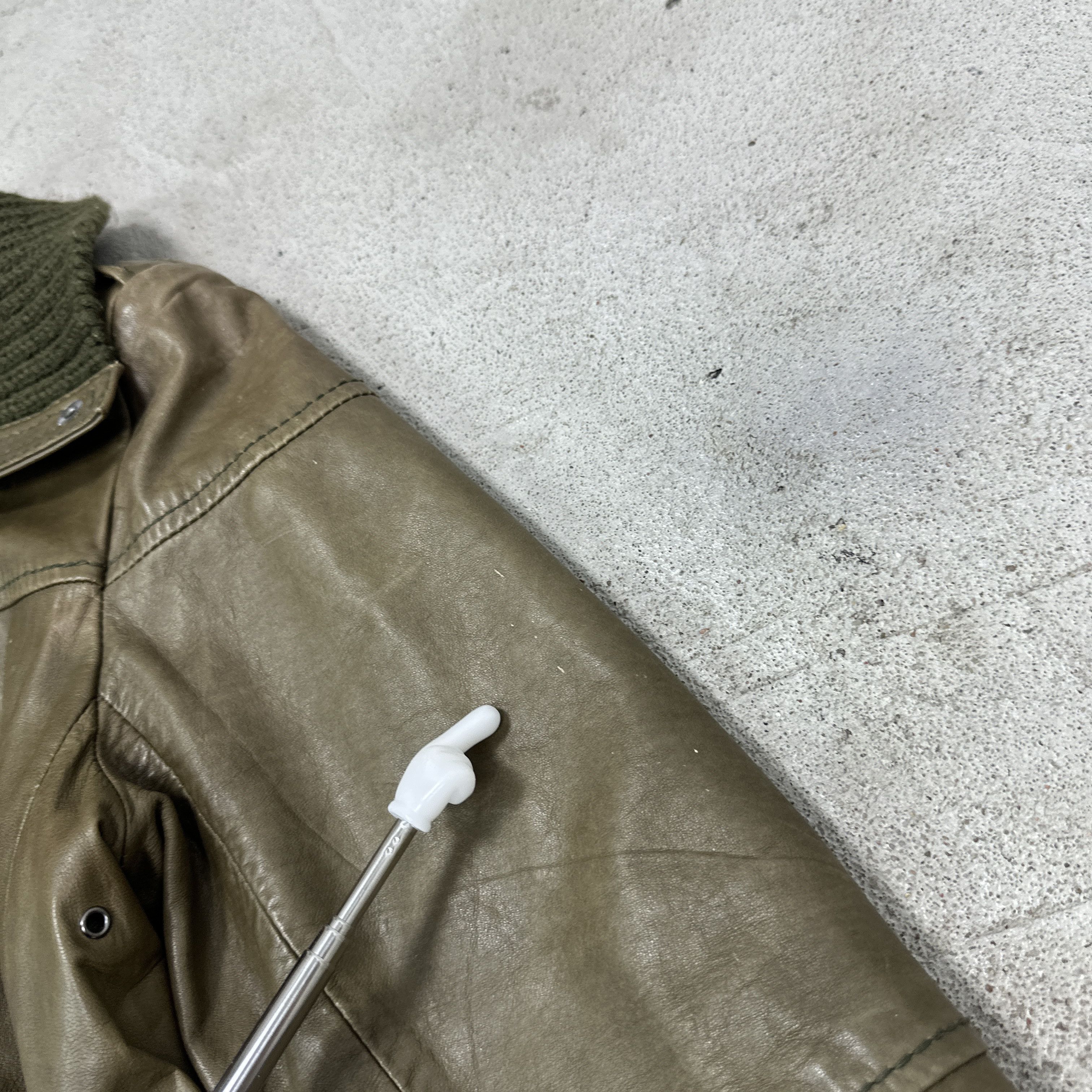 Vintage Vintage Leather Biker Moto Olive Green Jacket Y2K Size US M / EU 48-50 / 2 - 4 Thumbnail