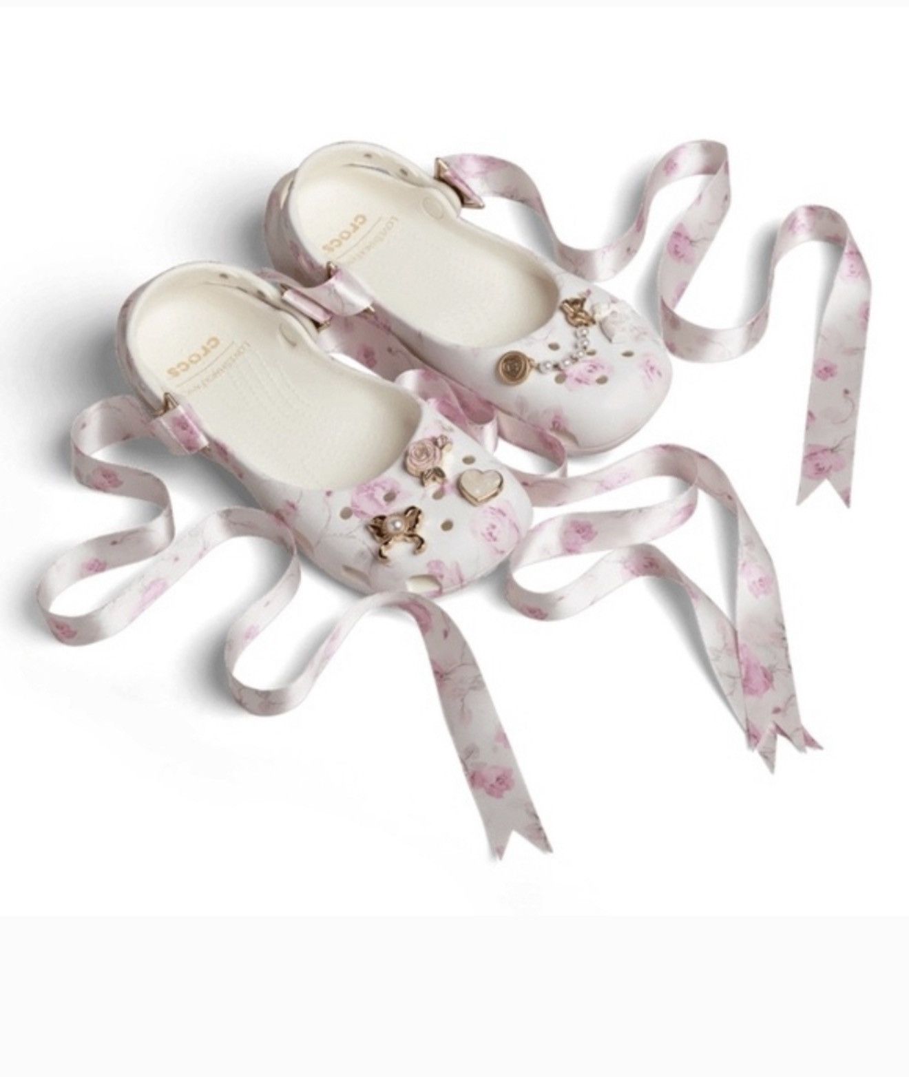 Crocs Crocs Loveshack fancy - OysterFloral Limited Edition pnk/wht Size US 7 / IT 37 - 4 Thumbnail