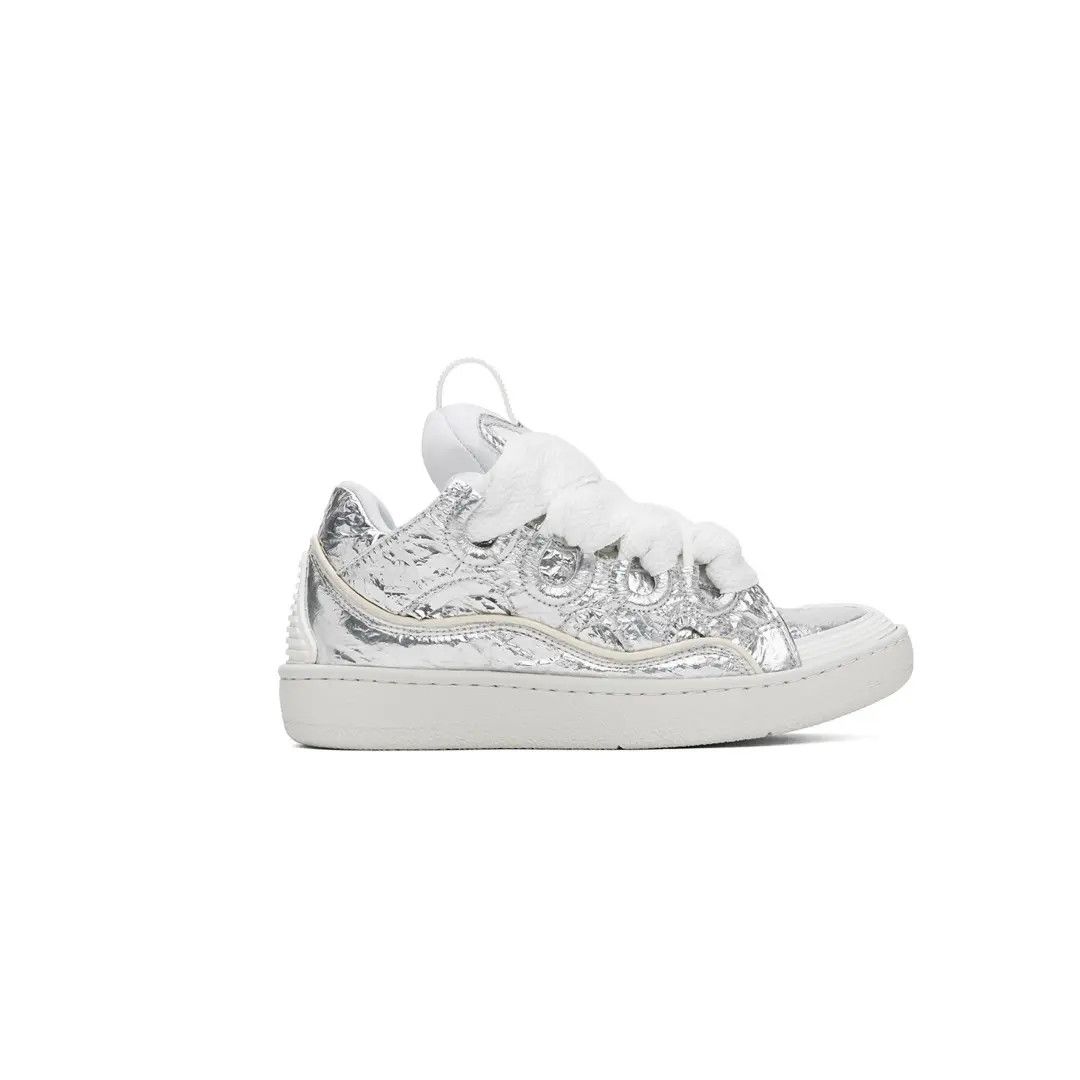 Lanvin oc11z0325 Curb Metallic Effect Sneakers in Silver Size US 11.5 / EU 44-45 - 1 Thumbnail