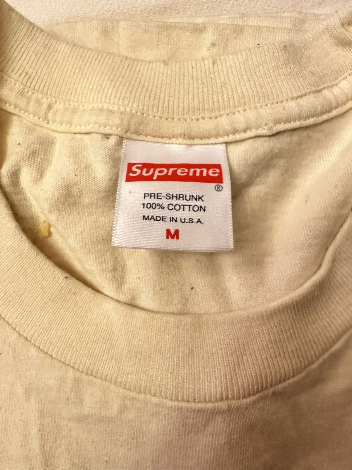 Supreme Supreme “Cross” Box Logo T-Shirt Cream Sz M Size US M / EU 48-50 / 2 - 4 Thumbnail