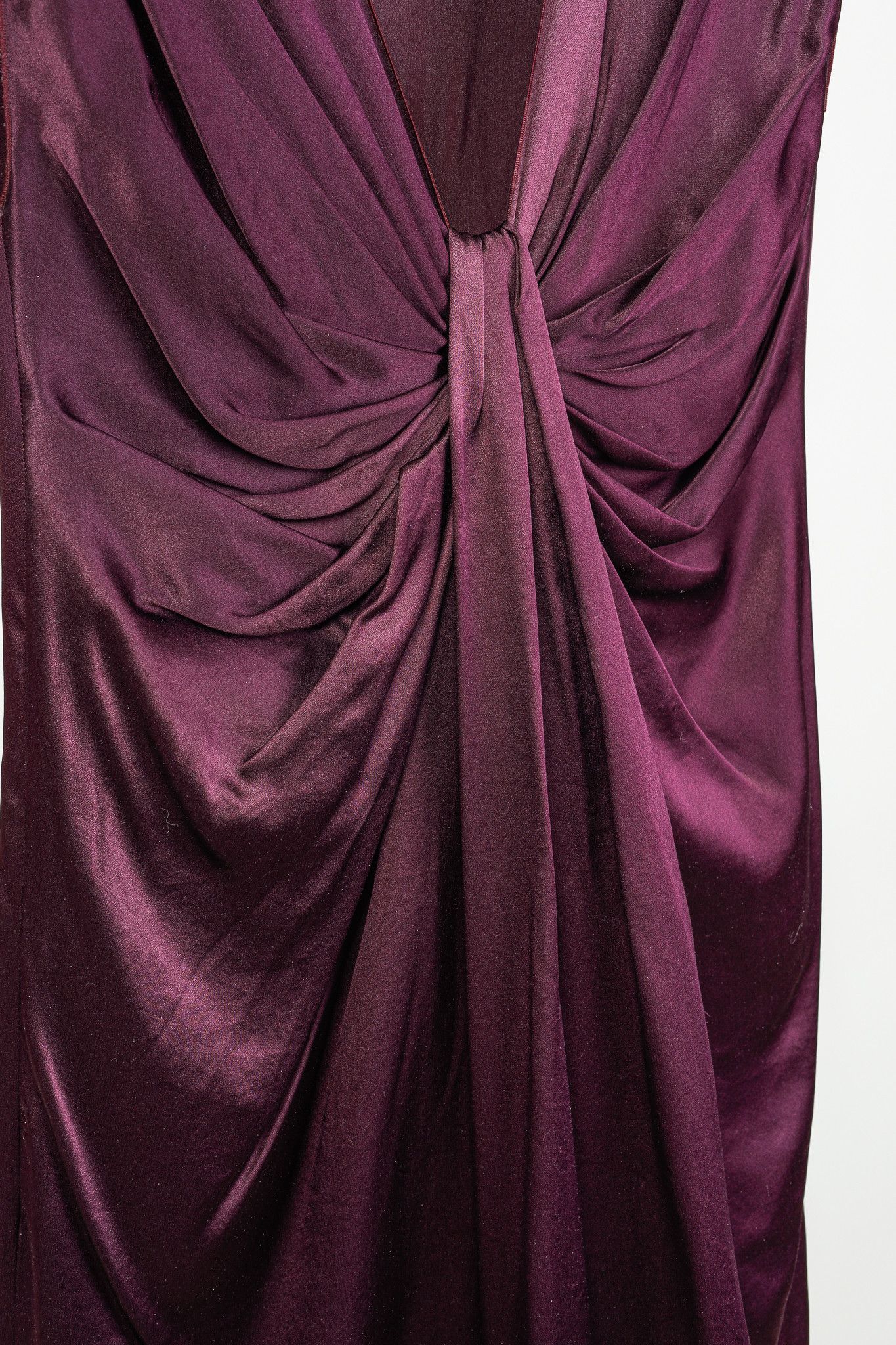 Lanvin Lanvin Winter 2007 Purple Wine Silk Midi Drape Front Dress Size M / US 6-8 / IT 42-44 - 5 Thumbnail